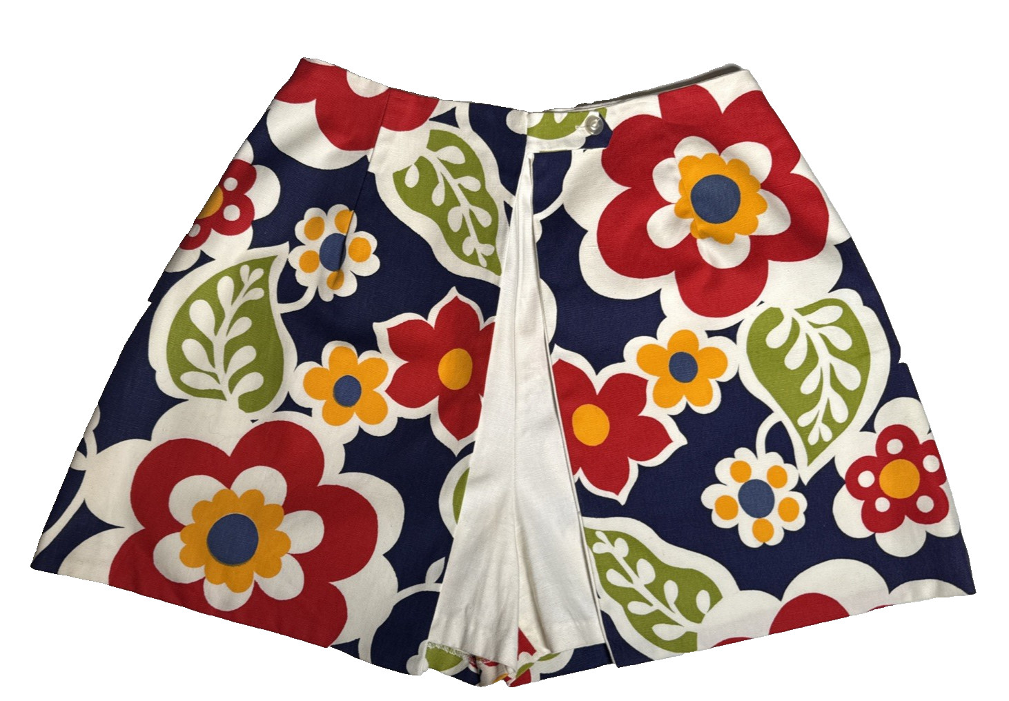 Vintage 60s 70s Skirt Over Shorts Skort Big Flower Groovy Jr Girl Woman Small