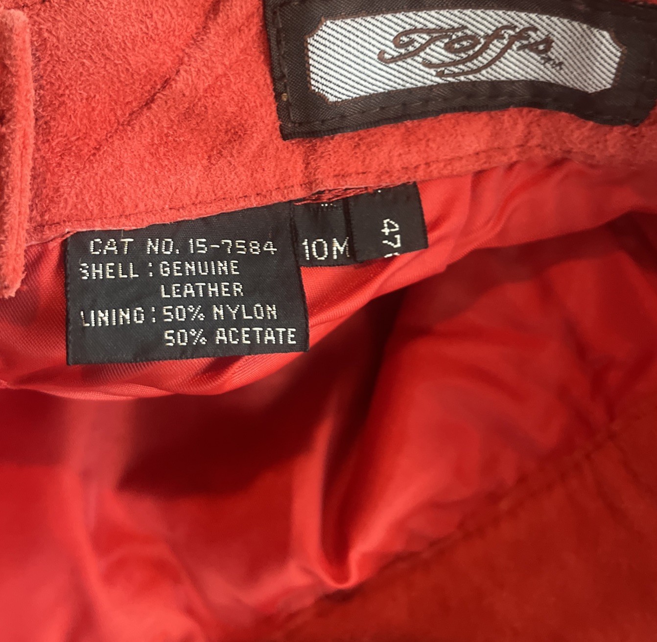 Vintage Toffs Cherry Red Genuine Suede Leather Midi Skirt 10M Old Money Korea