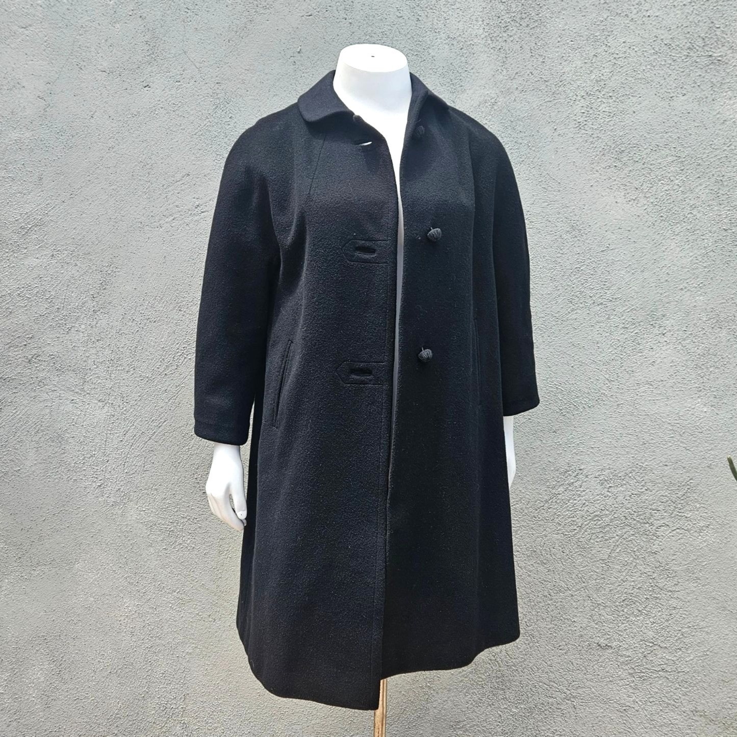 Vintage 50s 60s Robinsons Black Cashmere Mink Swing Coat 10 12 Mint Condition