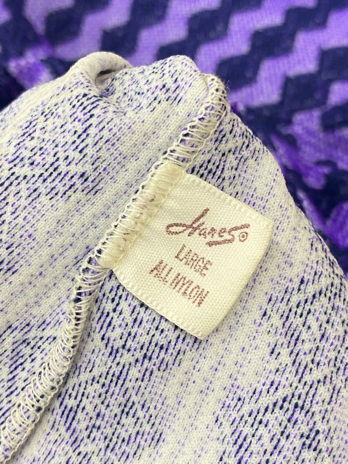 Vintage 1970s purple striped bodysuit, long sleeve shirt blouse top mock neck