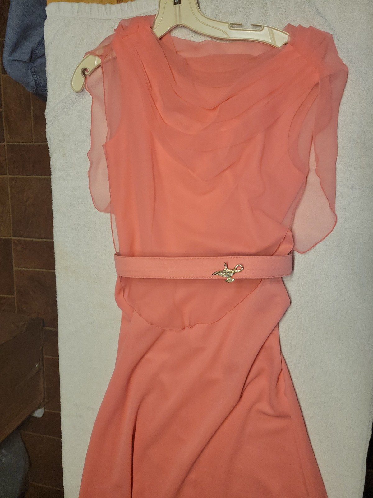 Vintage 60s/70s Coral Pink Sleeveless Maxi Dress
