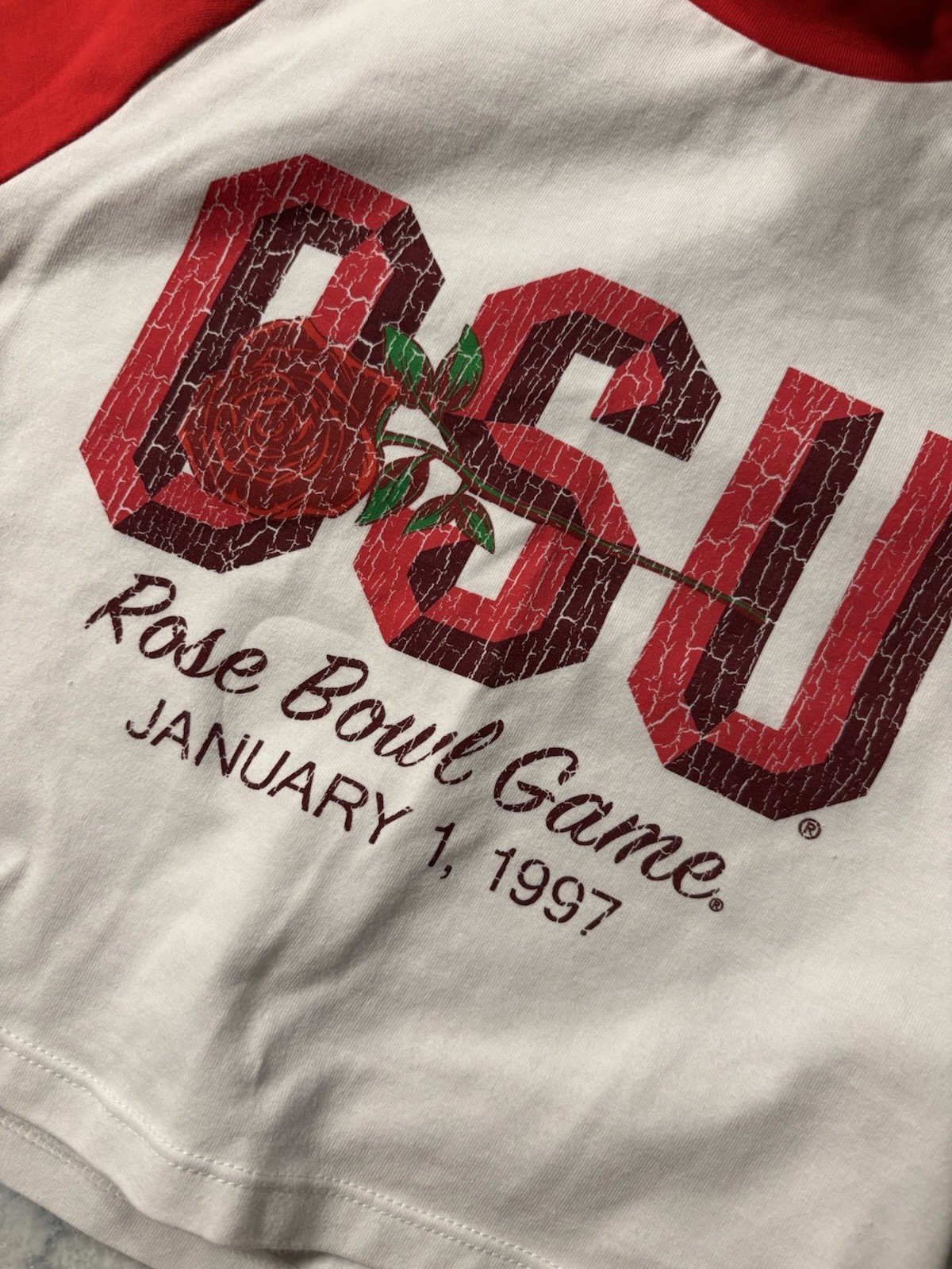 Vintage 70s OSU Champion Shirt Womens XS Cropped USA Rose Bowl