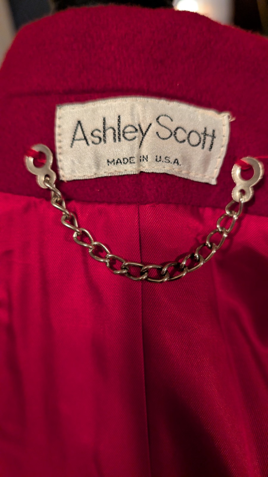 VINTAGE Ashley Scott 100% PURE WOOL Maxi Coat – Made in USA Raspberry Red (12)