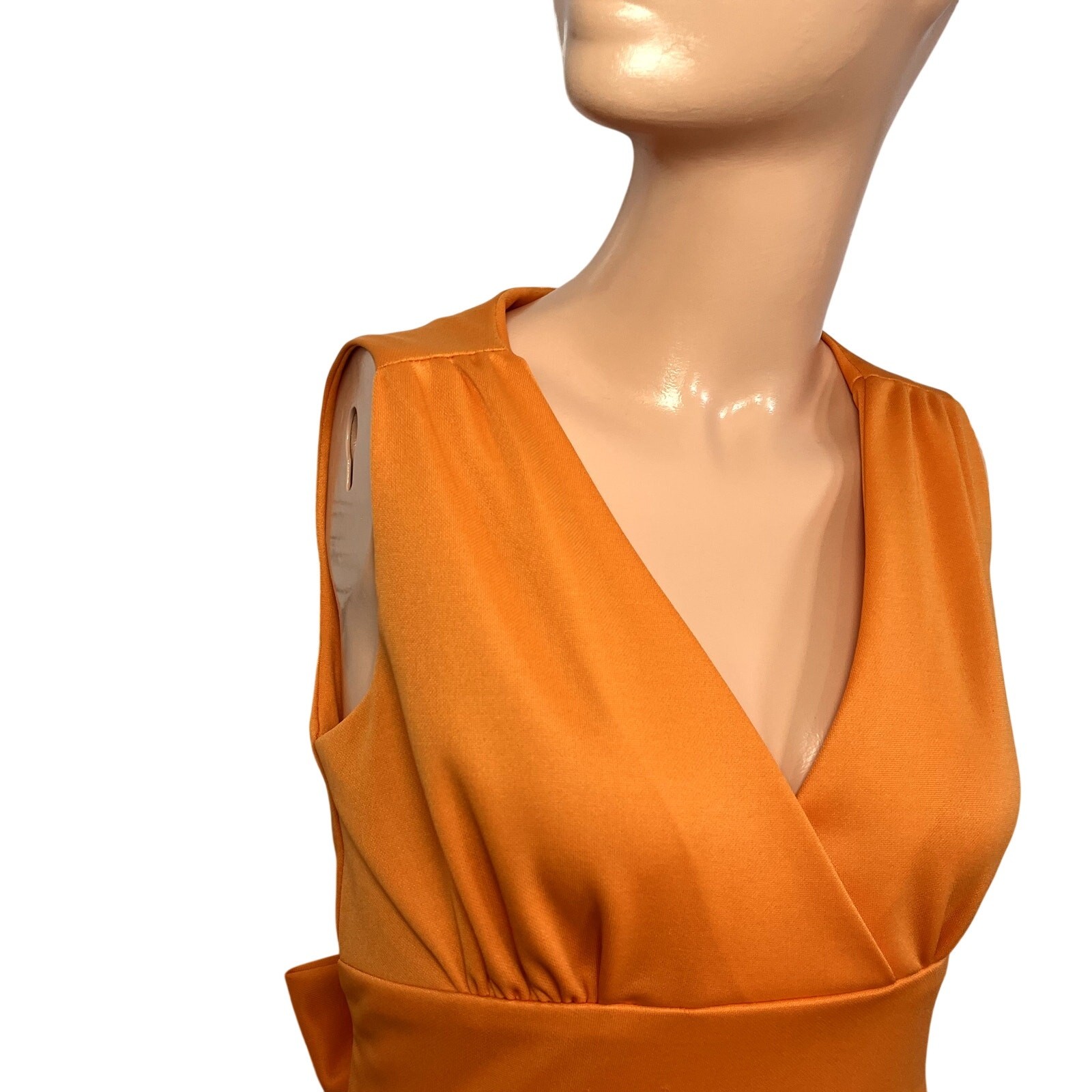 VTG 70s Toni Todd Orange Maxi Dress S Double Knit Polyester Faux Wrap Belted