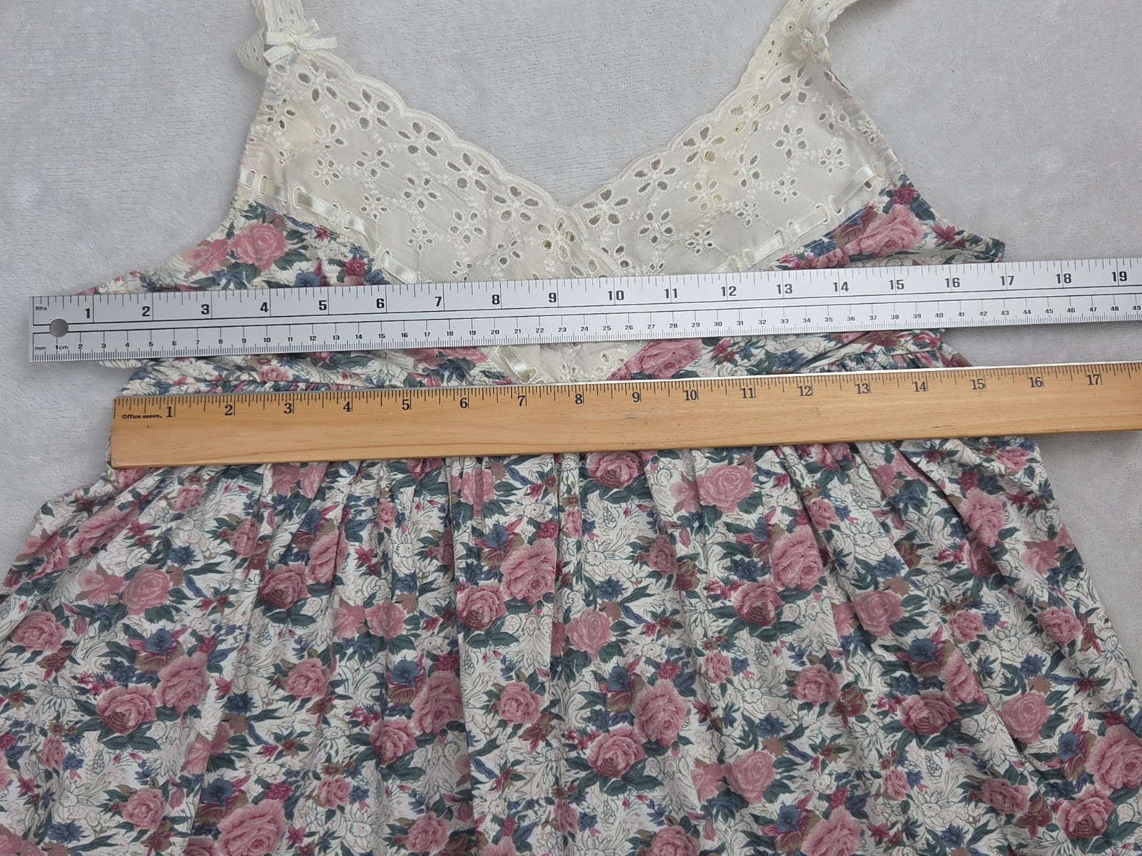 Vtg 90s Cottage Rose Romantic Eyelet Lace Victoria Secret Babydoll Nightgown M