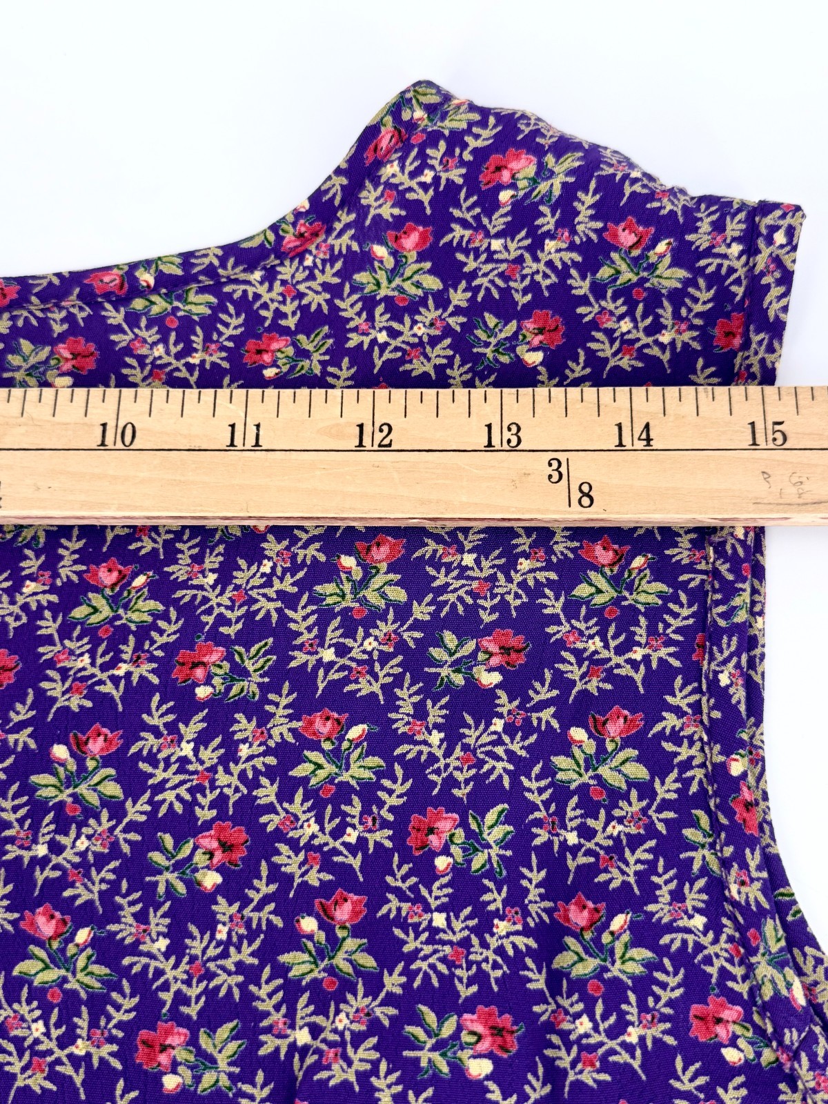 VTG 90s April Cornell Purple Ditsy Floral Rayon Maxi Shift Dress XL Cottagecore