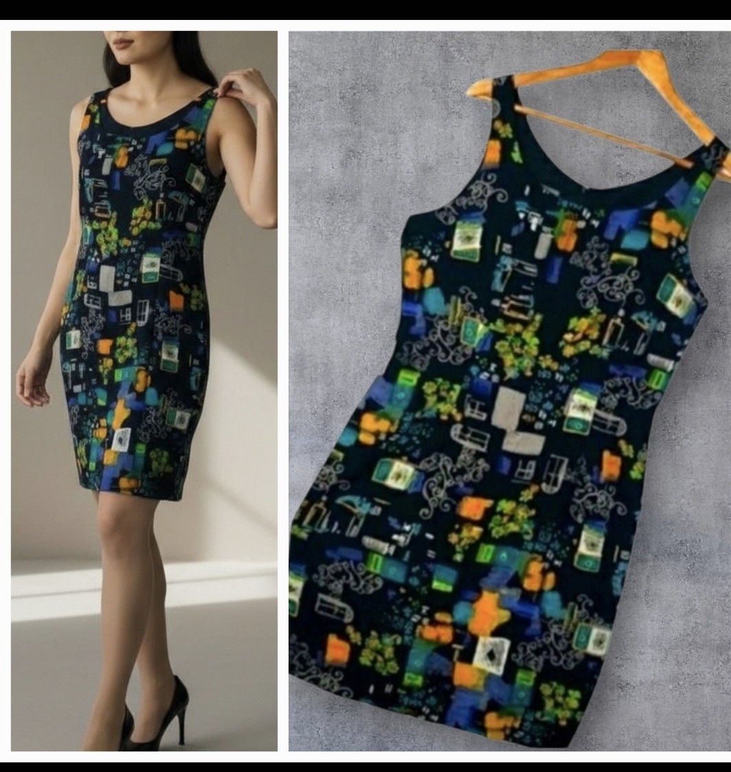 Vintage 90s | Rabbit Designs abstract floral sheath dress 14