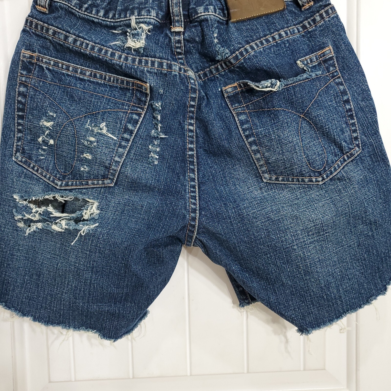 Calvin Klein Shorts Vtg 90s Distressed Destroyed Busted Jean Denim Bermudas Sz 4