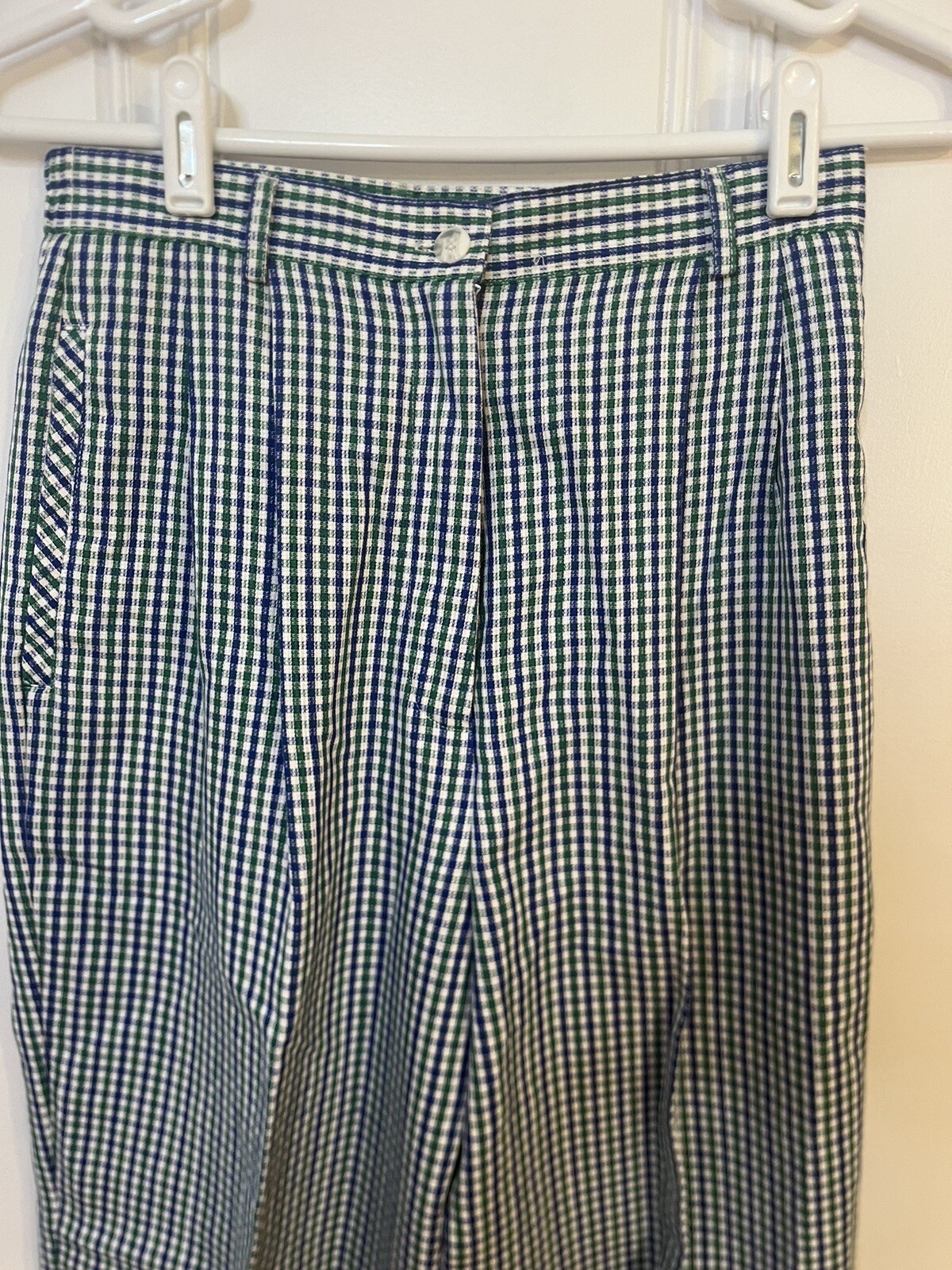 Vintage Two Piece Set Size 6 Plaid Check Green Blue David Brooks 100% Cotton