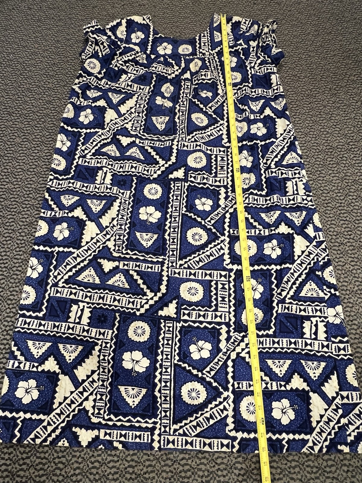 vintage ui-maikai dress hawaiian mumu XL blue Rn 26300 100% Cotton