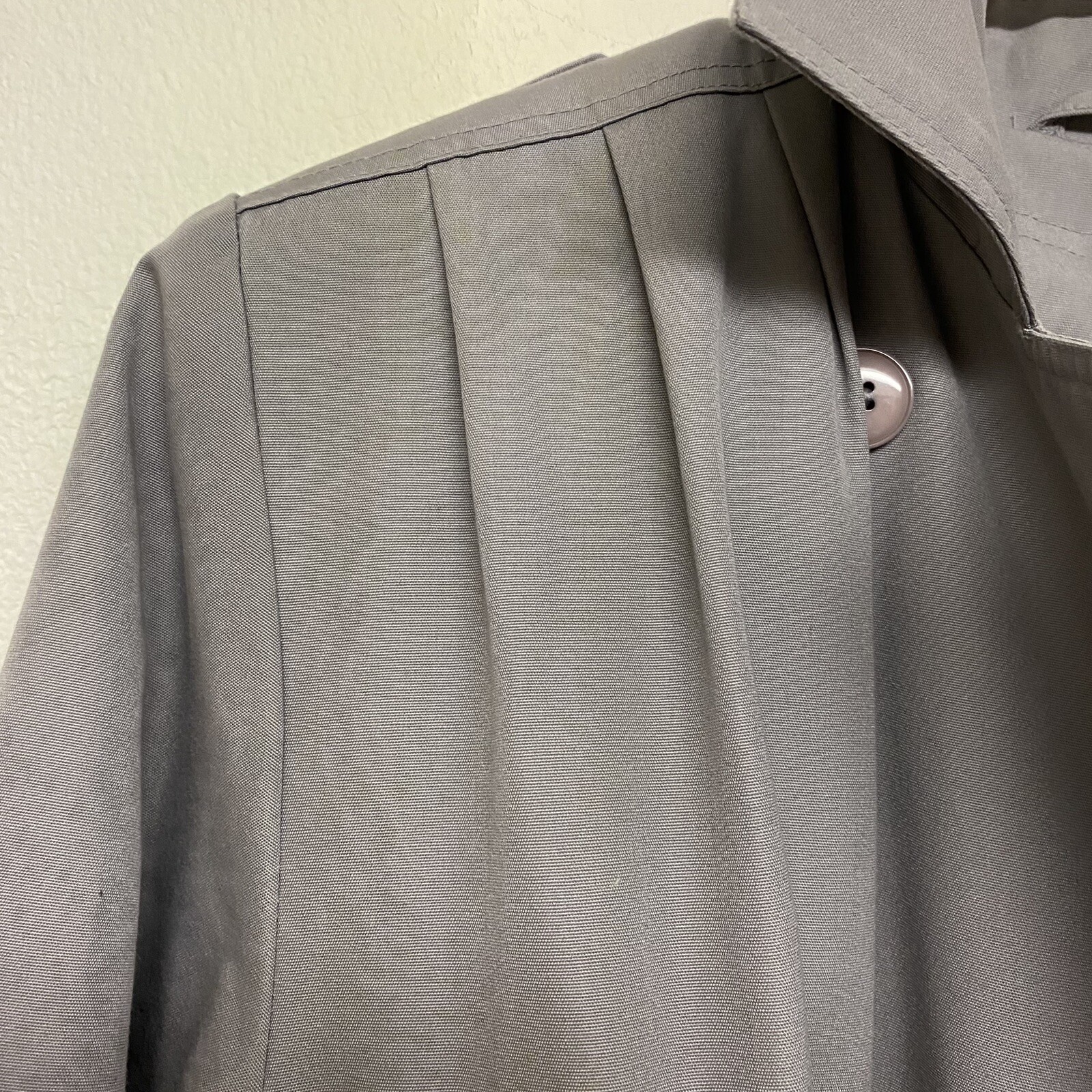 Vintage Fleet Street Trench Rain Coat Gray Size 10 Button Up Wool Blend Liner