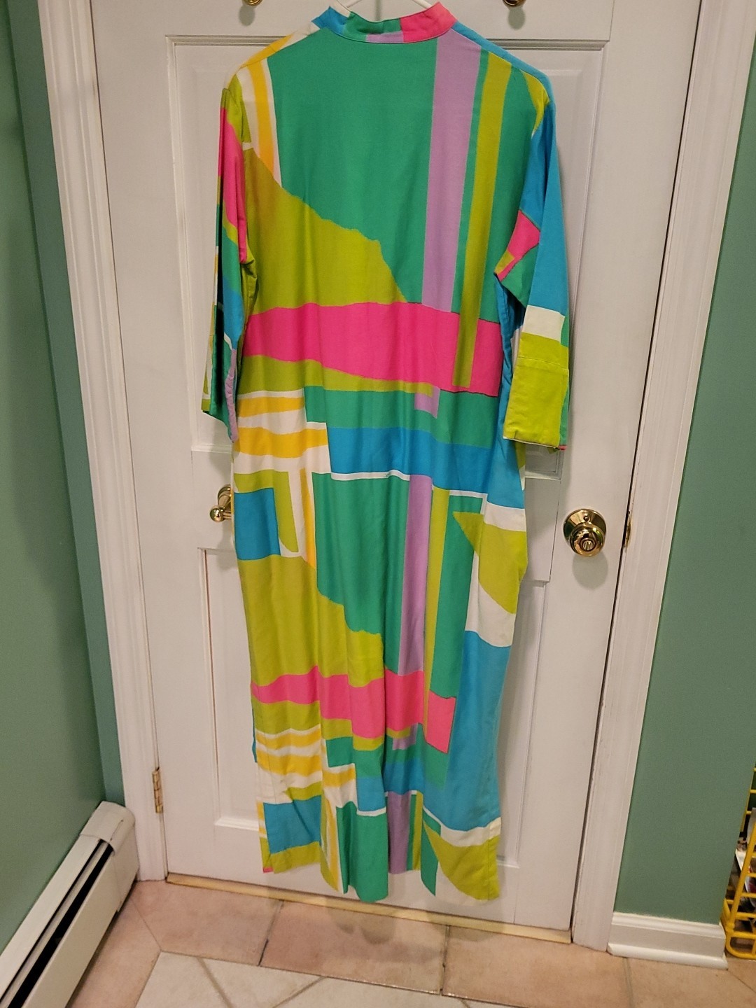 Vintage 1970s Catherine Ogust for Penthouse Gallery Geometric Cotton Tunic Dress