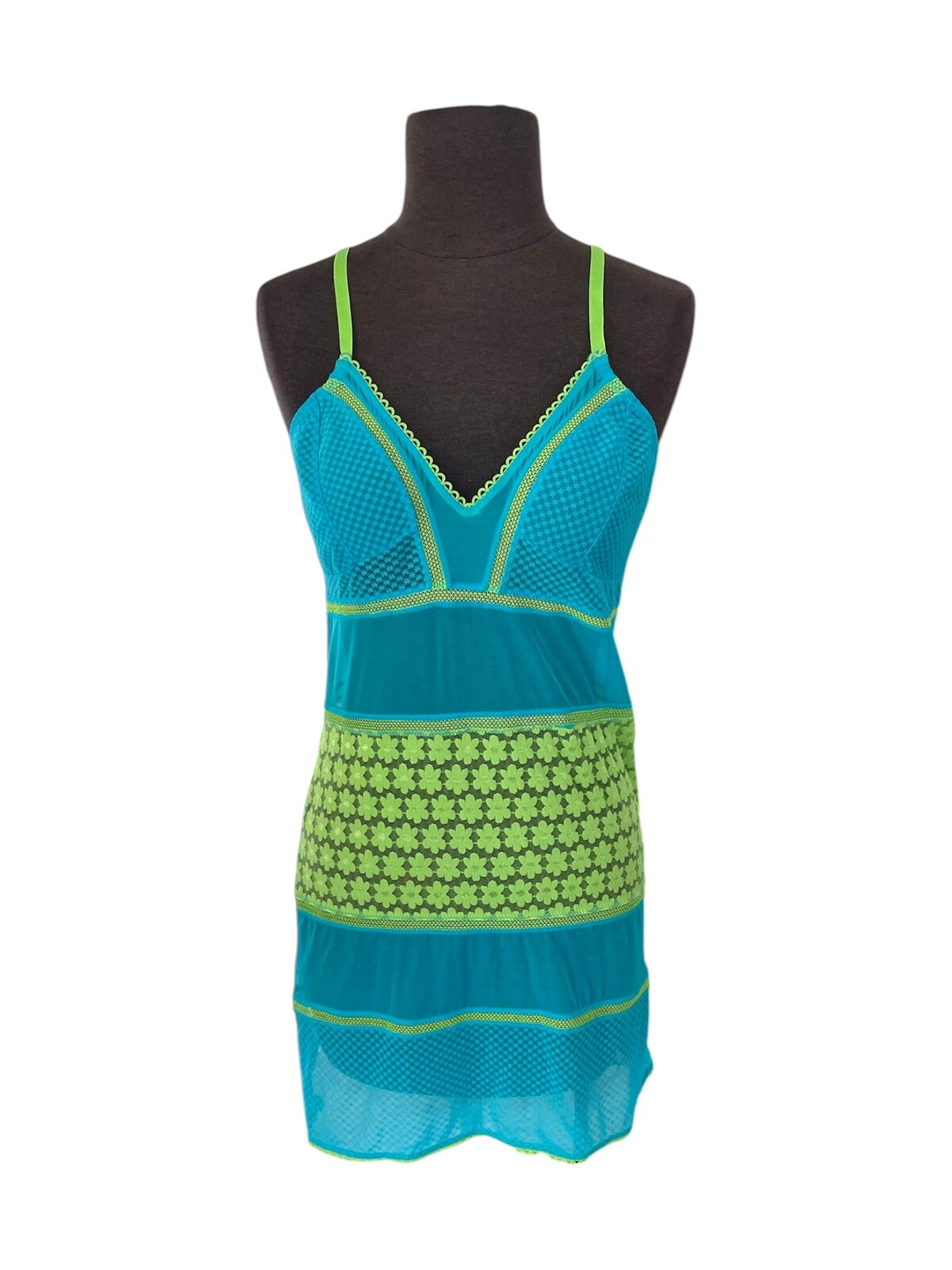 Y2K Rampage Cami Dress Mesh Lingerie Floral Lace Vintage 90s Women’s Size XL