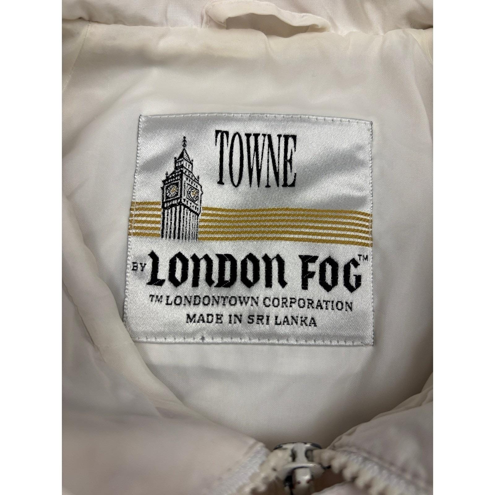 Vintage Towne London Fog Cream White Black Trim Colorblock Jacket Womens Small