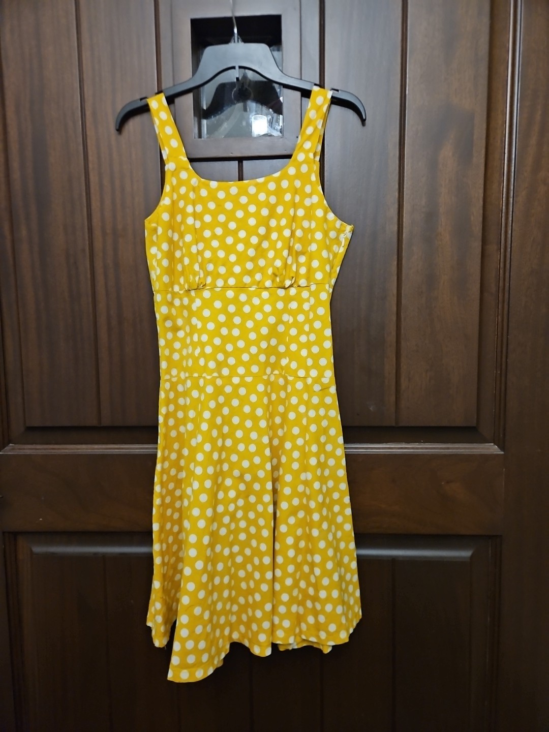 Yellow White Polka Dot Sundress S Rockabilly Cottagecore Twee Whimsical Handmade