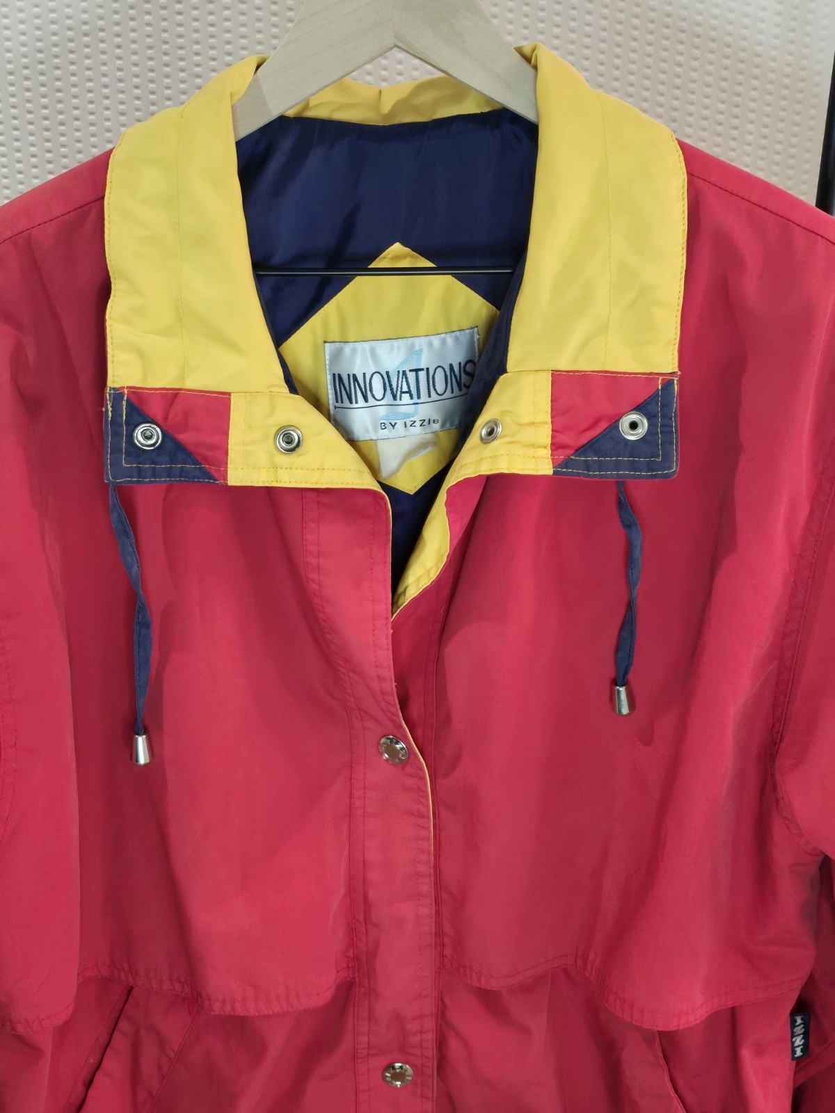 VTG Innovations by Izzi Colorblock 90s Coat Jacket Red Yellow Blue – Size L