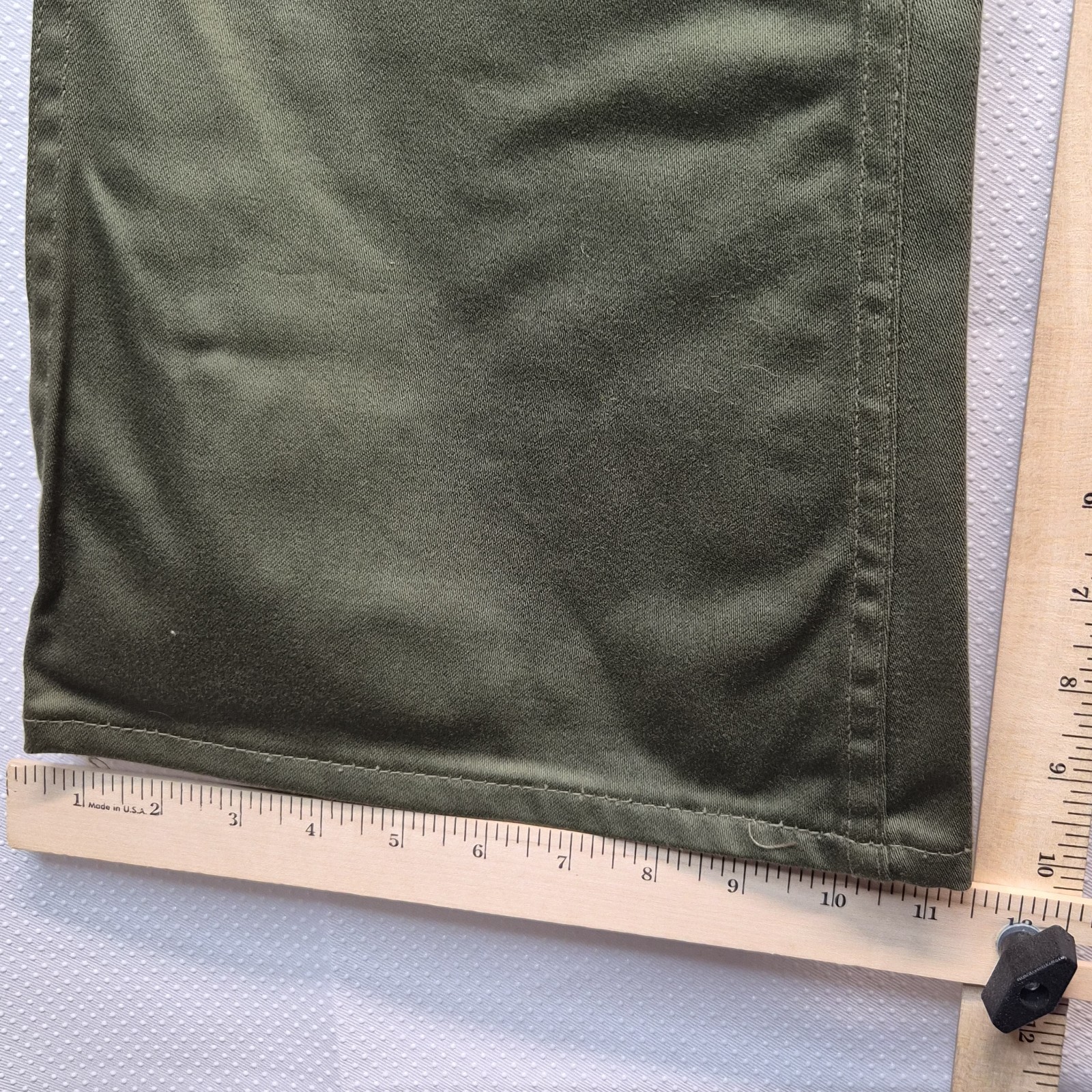 Vintage 60s 70s Cheap Jeans Army Camo Green Flared Khaki Pants 32×28 Military