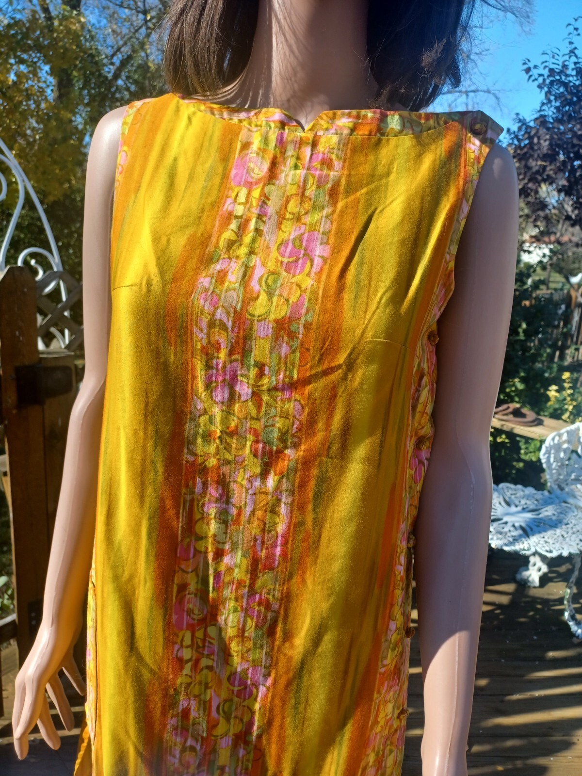 True VTG 1960s Mid-century Authentic Hawaiian Dress Mod Tiki Hawaii Loungewear M
