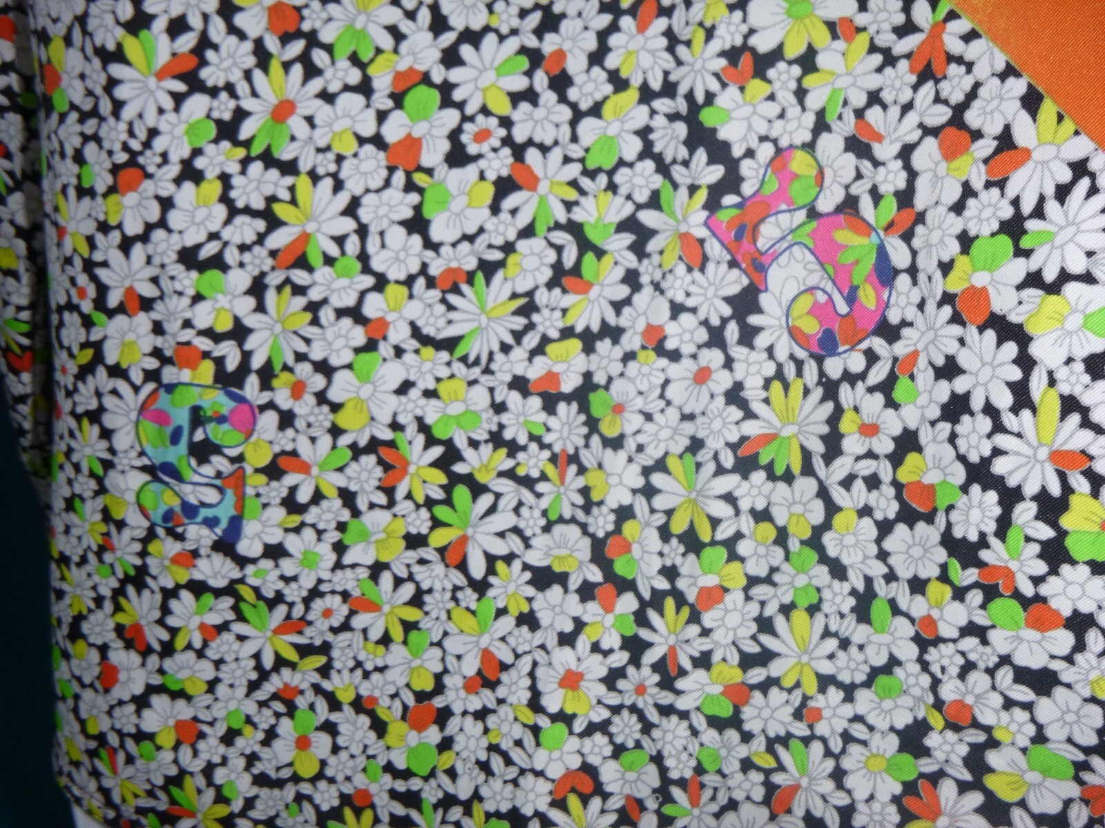 Vtg 70s King James California GROOVY Blouse Shirt MOD Floral Neon Stripes Sz S/M