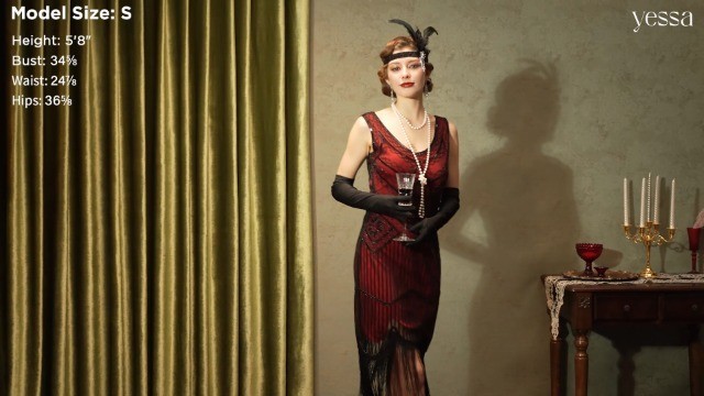1920s Flapper Dress Costume for Women Sequin Fringe Gatsby Party Outfit with