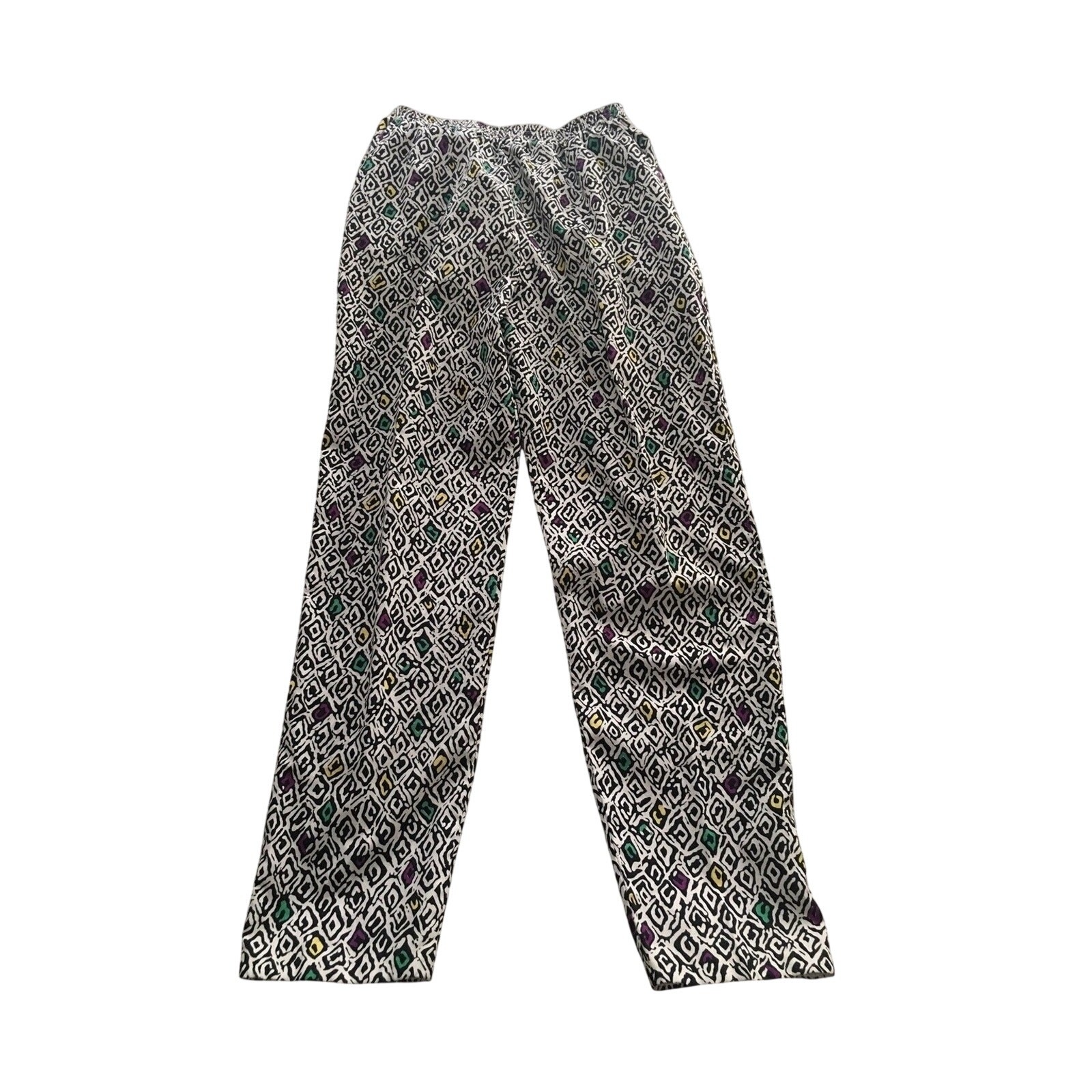 New Wave Pants Black White Wild Print Hi Waist Picket and Post Small 80s Vintage