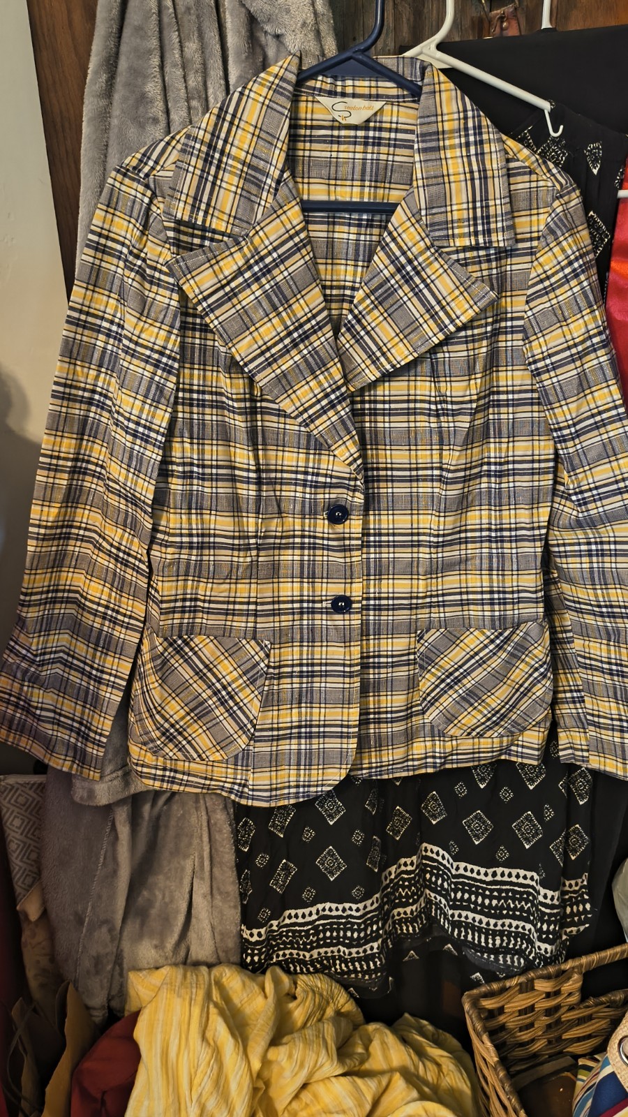 Vintage 70s Campus Casuals of California Plaid Blazer Jacket M