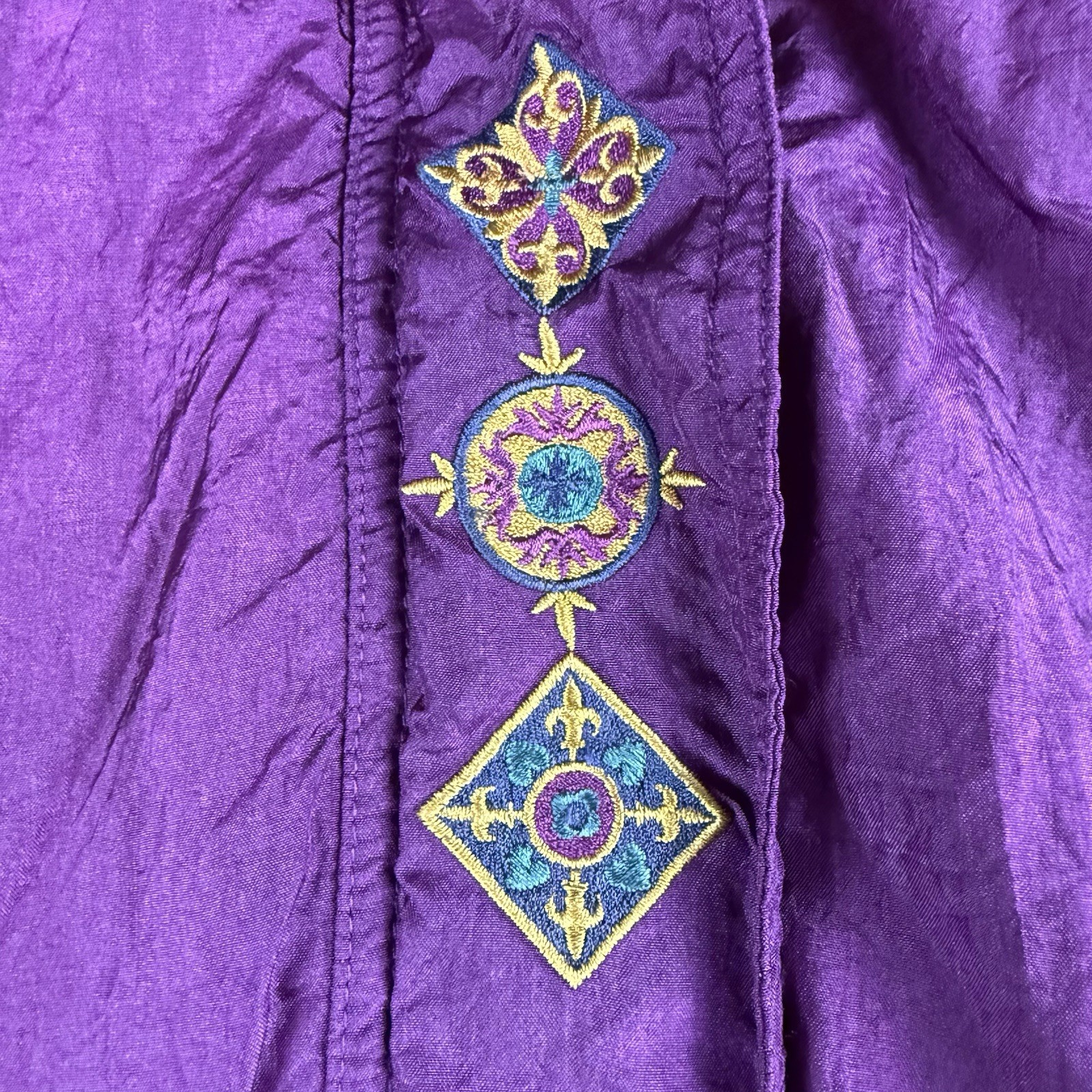 Vtg 90s Nylon Windbreaker Track Suit Set Womens M Purple Bold Spirit Retro Chic