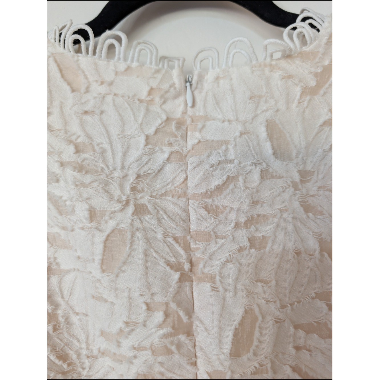 Ivory Lace Long Sleeve V-Neck Mini Dress Sz S Bachelorette Bridal Shower Wedding