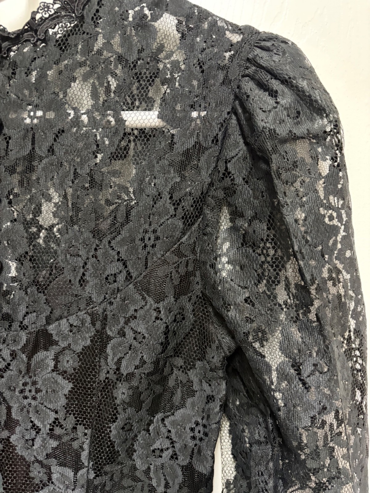 vtg Scott McClintock 80s Black dress Lace bodice drop waist Brocade satin bottom