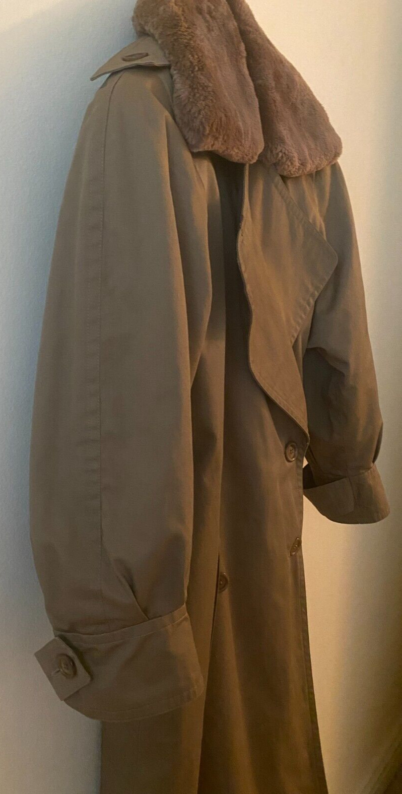 Yves Saint Laurent Collection Trench Coat with fur lining 1980s VTG