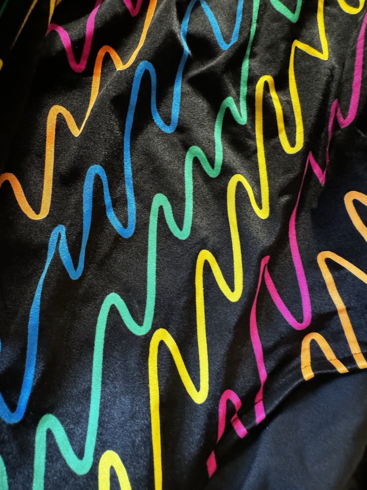 VTG 80s Rose Marie Reid Neon Crayon Scribbles Belt Swimsuit Retro Size 38 M/L