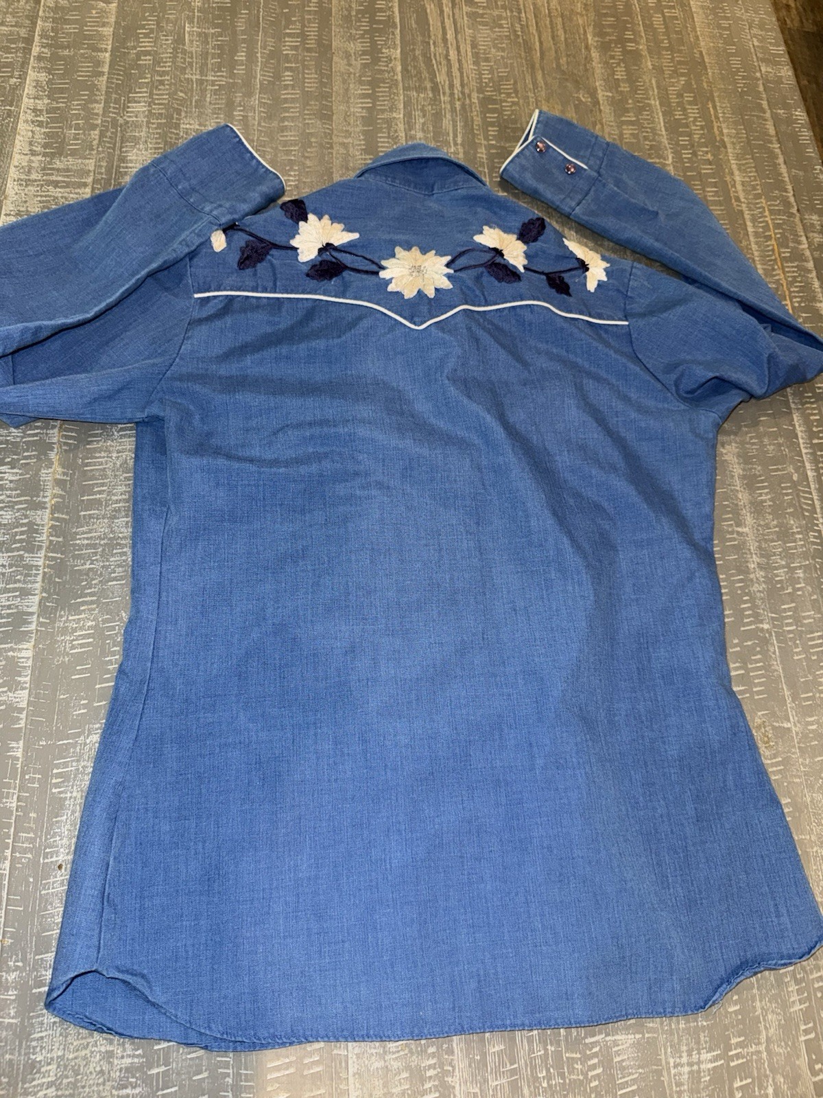 70s Tem Tex Embroidered Western Shirt Retro Pearl Snap Blouse
