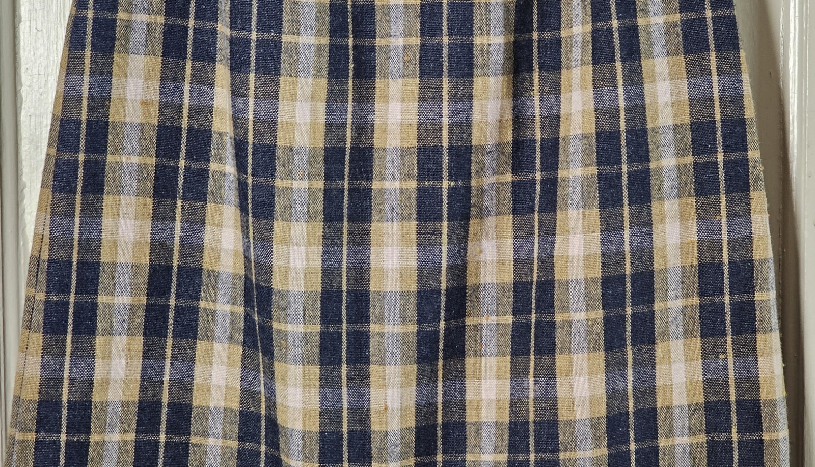 VTG 80’S Wool Pencil Skirt Women XS Blue Tan Pink Plaid Tartan Pleated Academia