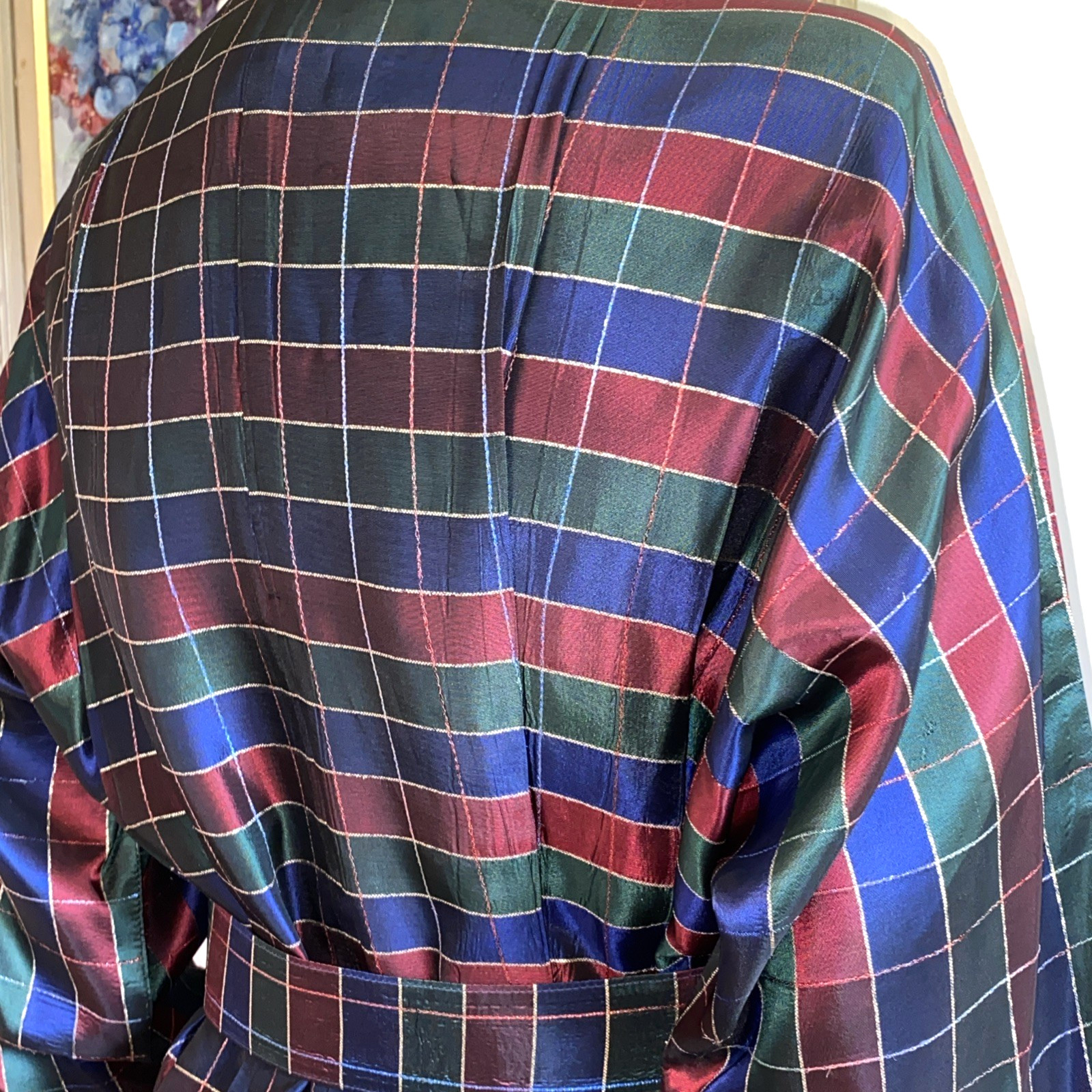 Vintage 40’s 50’s KAMORE Iridescent Taffeta Glam Hostess Jacket L Top Pockets