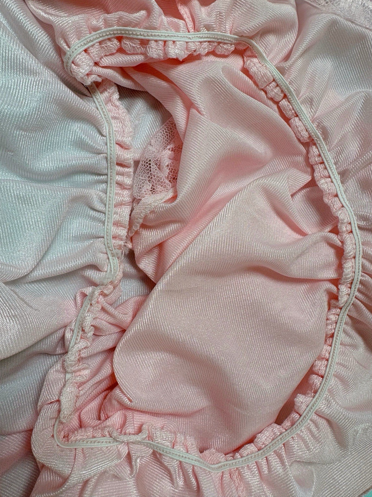 Vintage 1970s Lace Lingerie Teddy Nightgown Romper Bodysuit USA Pink Kawaii