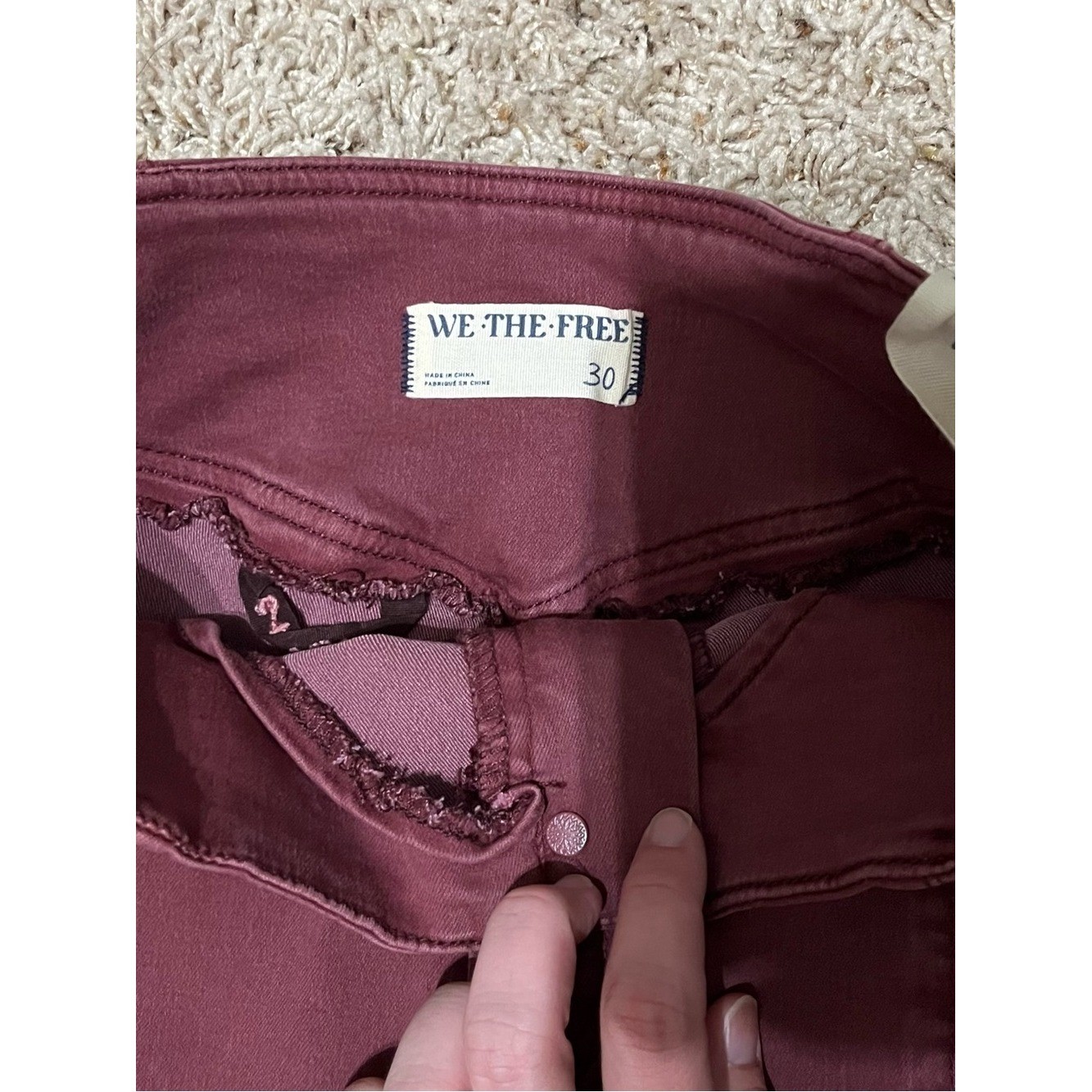 NWT We the Free CRVY Wild Honey High Rise Flare Leg Pants in Wine Size 30