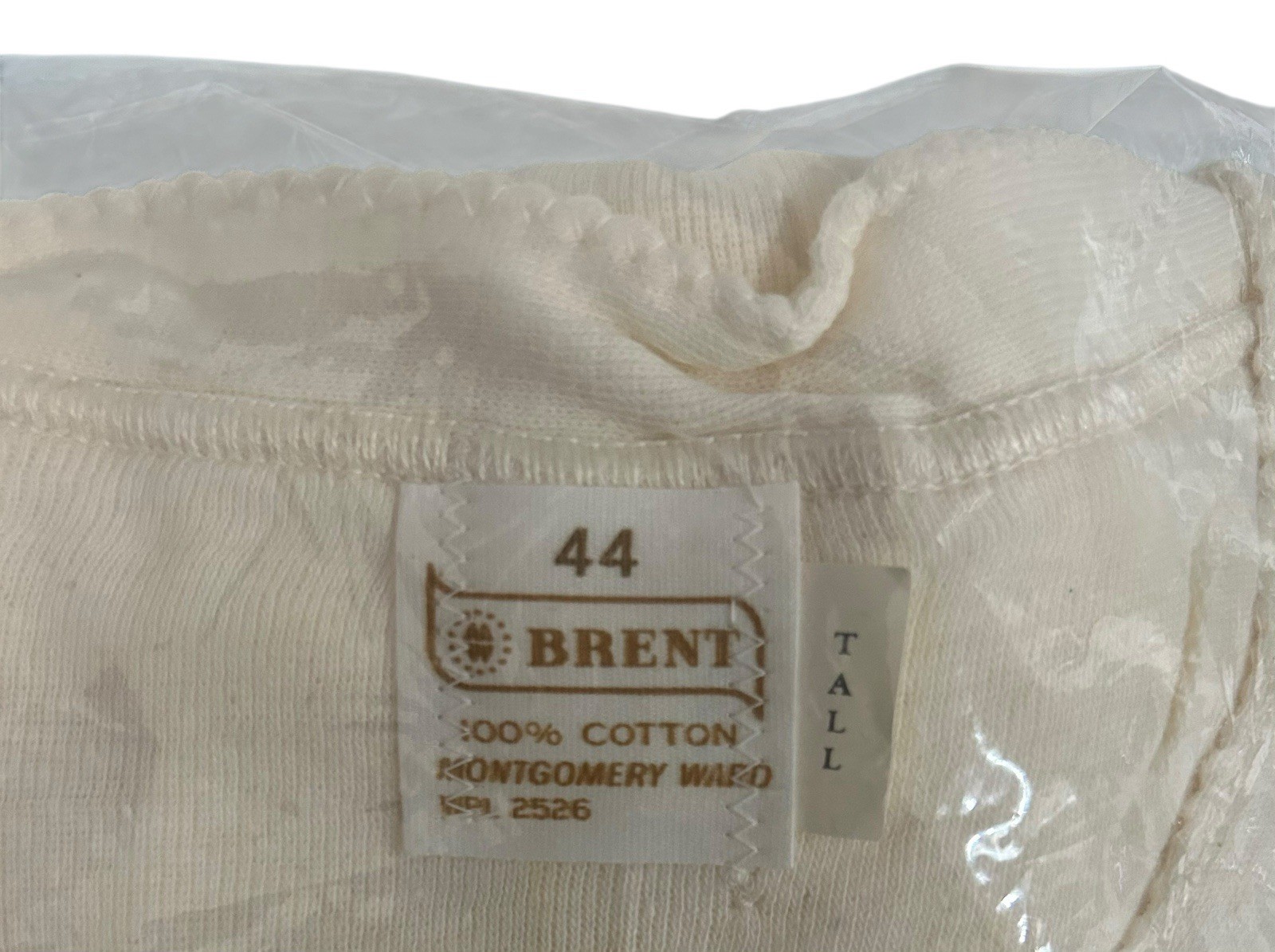 Vintage 60’s Brent Montgomery Ward Women’s Pajamas Long Johns Cream 44 Tall New