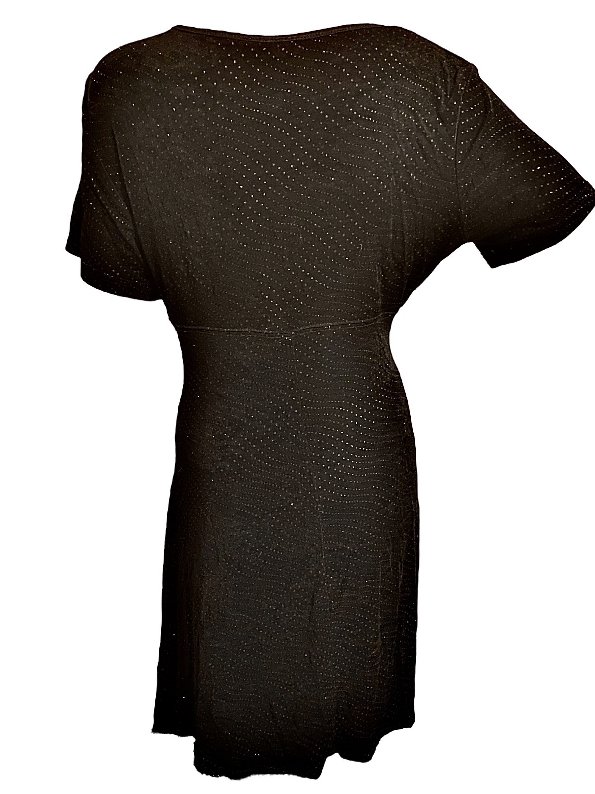 MOLLY MALLOY EVENING Short Sleeve Stretch Black Glitter Short Dress Women 8 VTG