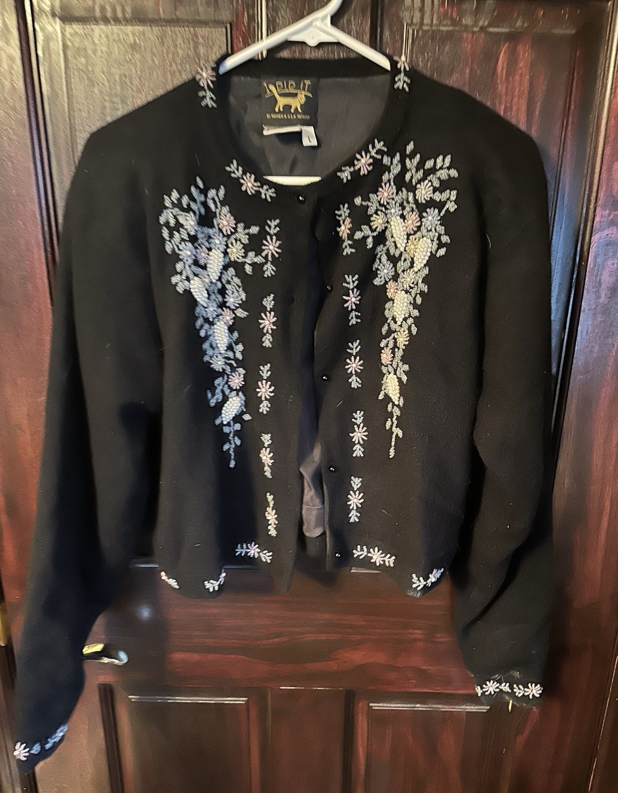 I Did It by Mathew H Cardigan Wool/Angora Beading Lined Long Sleeve Large