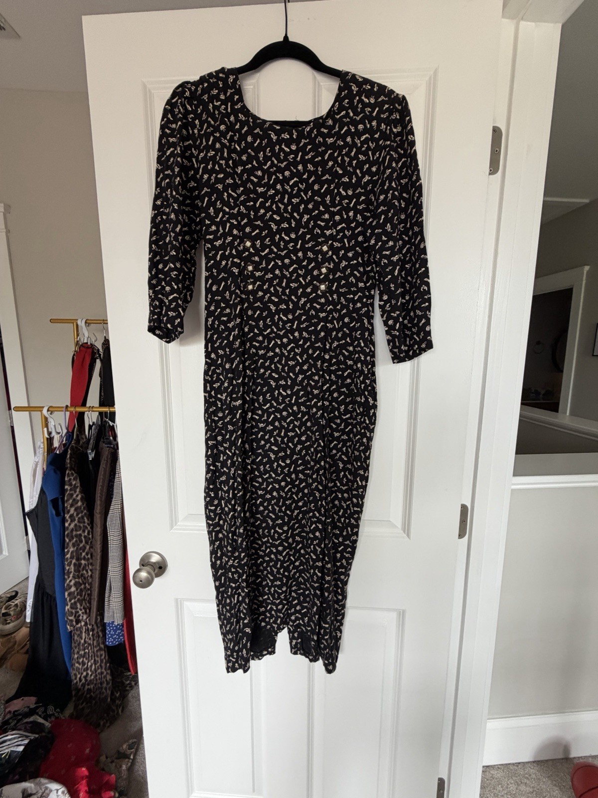 Vintage Dawn Joy Fashions, 3/4 Sleeve, Square Neck, Midi Dress