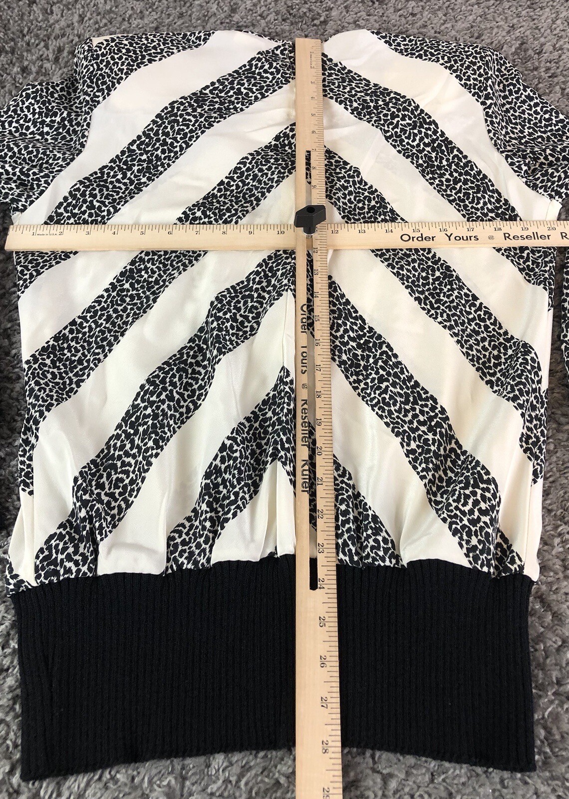 Vintage Anthony Sicari Top Womens 12 Animal Print Elastic Hem Shoulder Pads