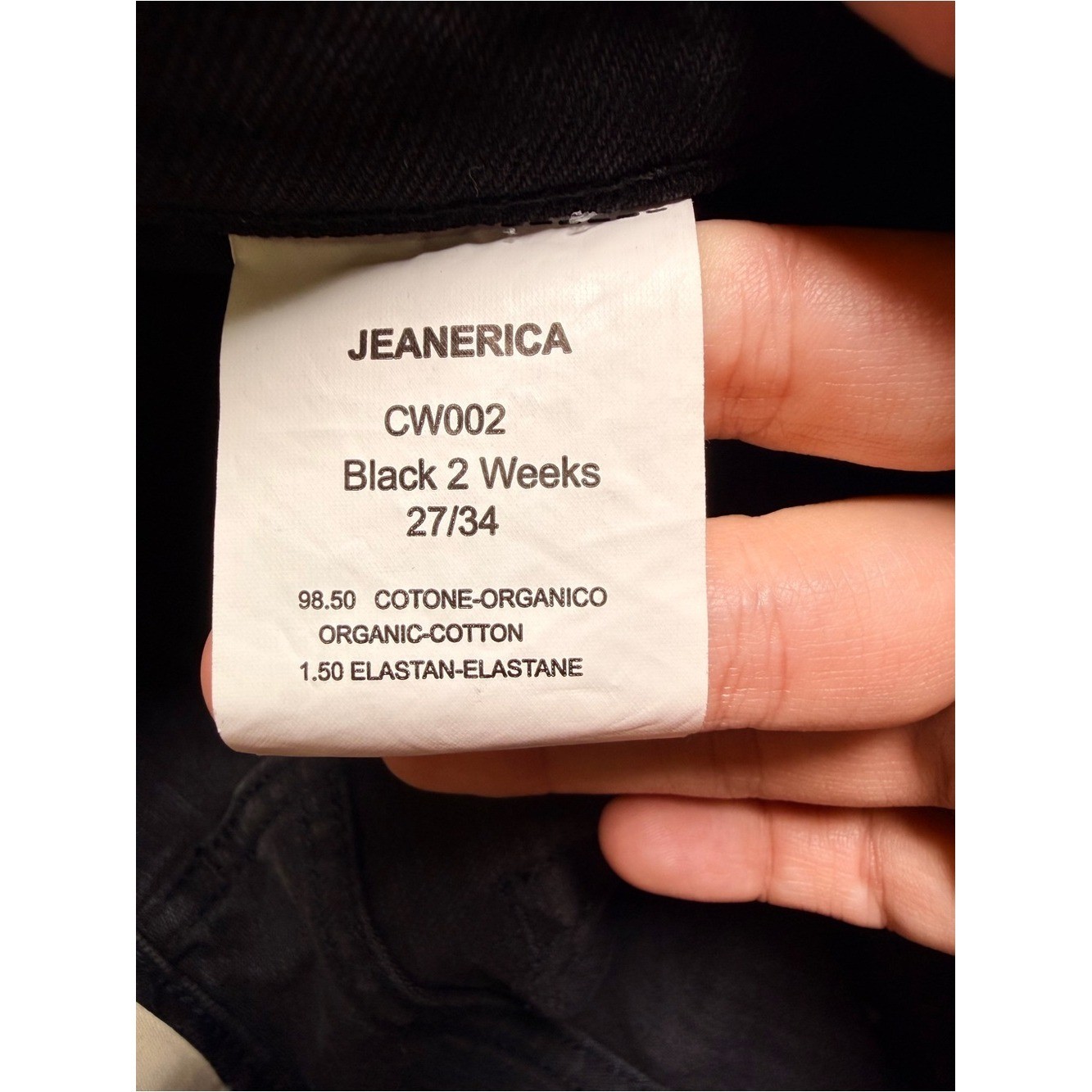 NWT JEANERICA Classic Jeans Black 2 Weeks Size 27×29″ Inseam