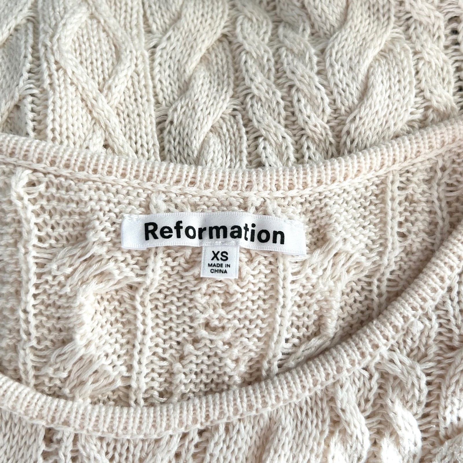 Reformation Ginetta Linen Blend Novelty Sweater Tank Cream XS Old Money Coastal