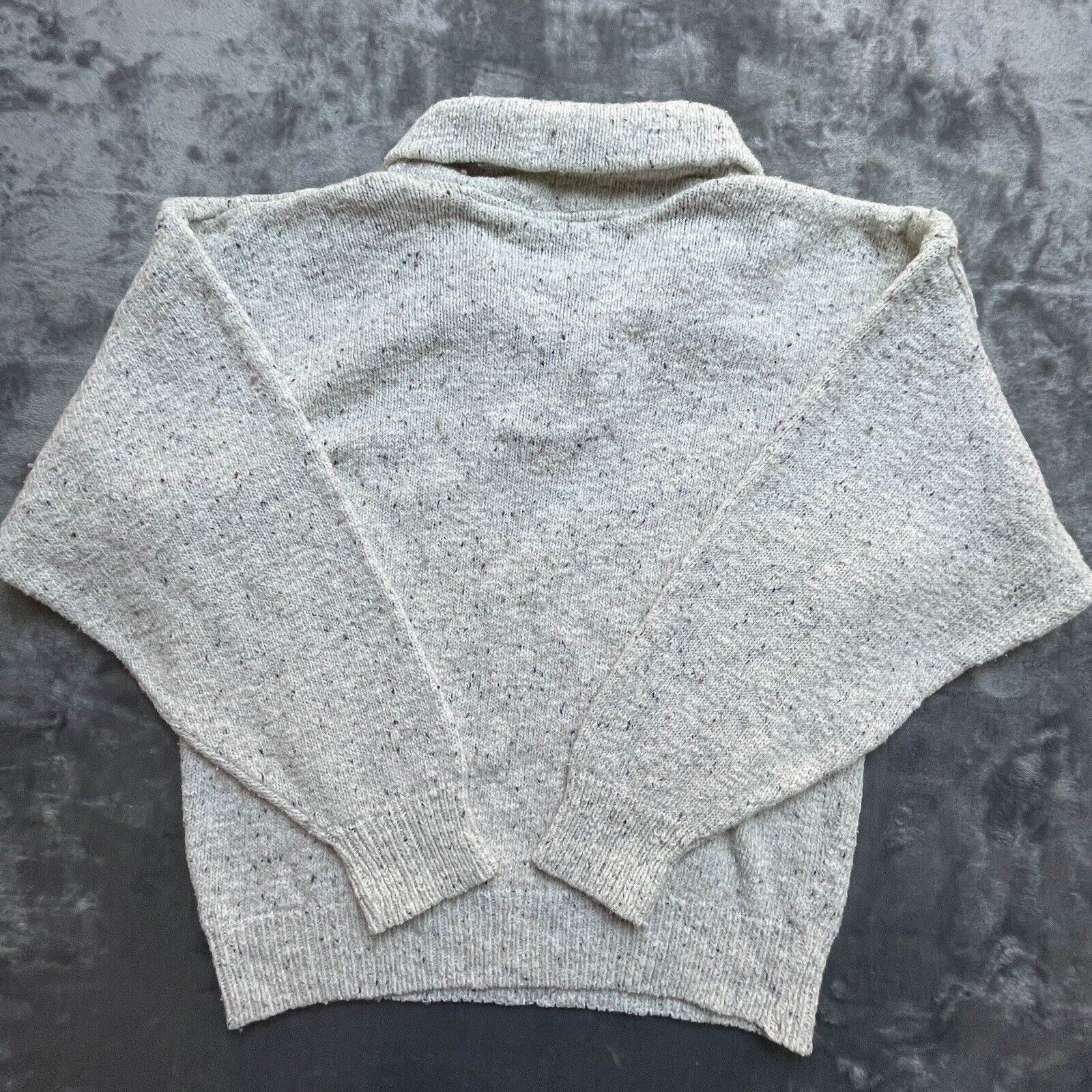 Vintage Northern Reflections Sweater Medium Cream Speckled Button Collar Earthy