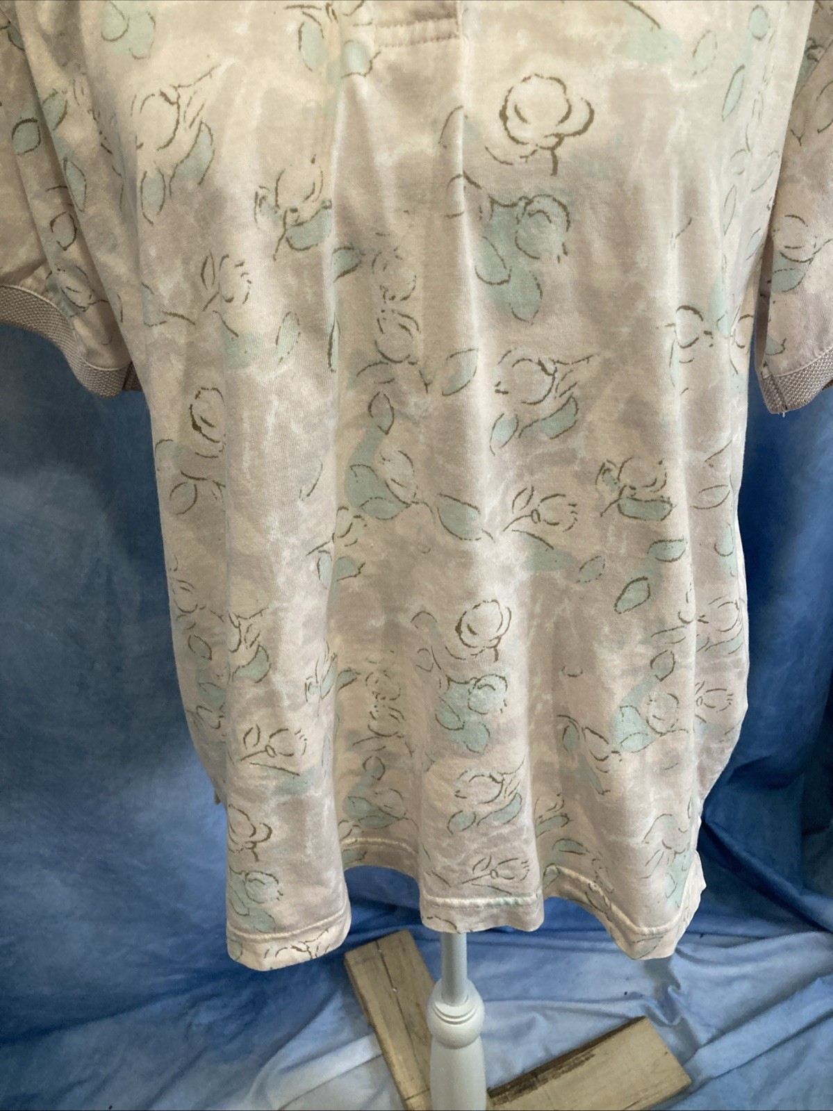 Vtg 90s Arrow Americas Golf Polo Shirt Womens L Cotton Floral Cottagecore Pastel