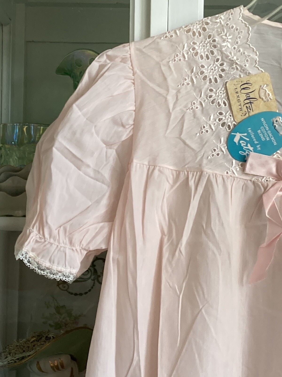 NWT Vtg 1950s KATZ Pink Cotton Nightgown Cottage Prairie Ruffles up to 38” Bust