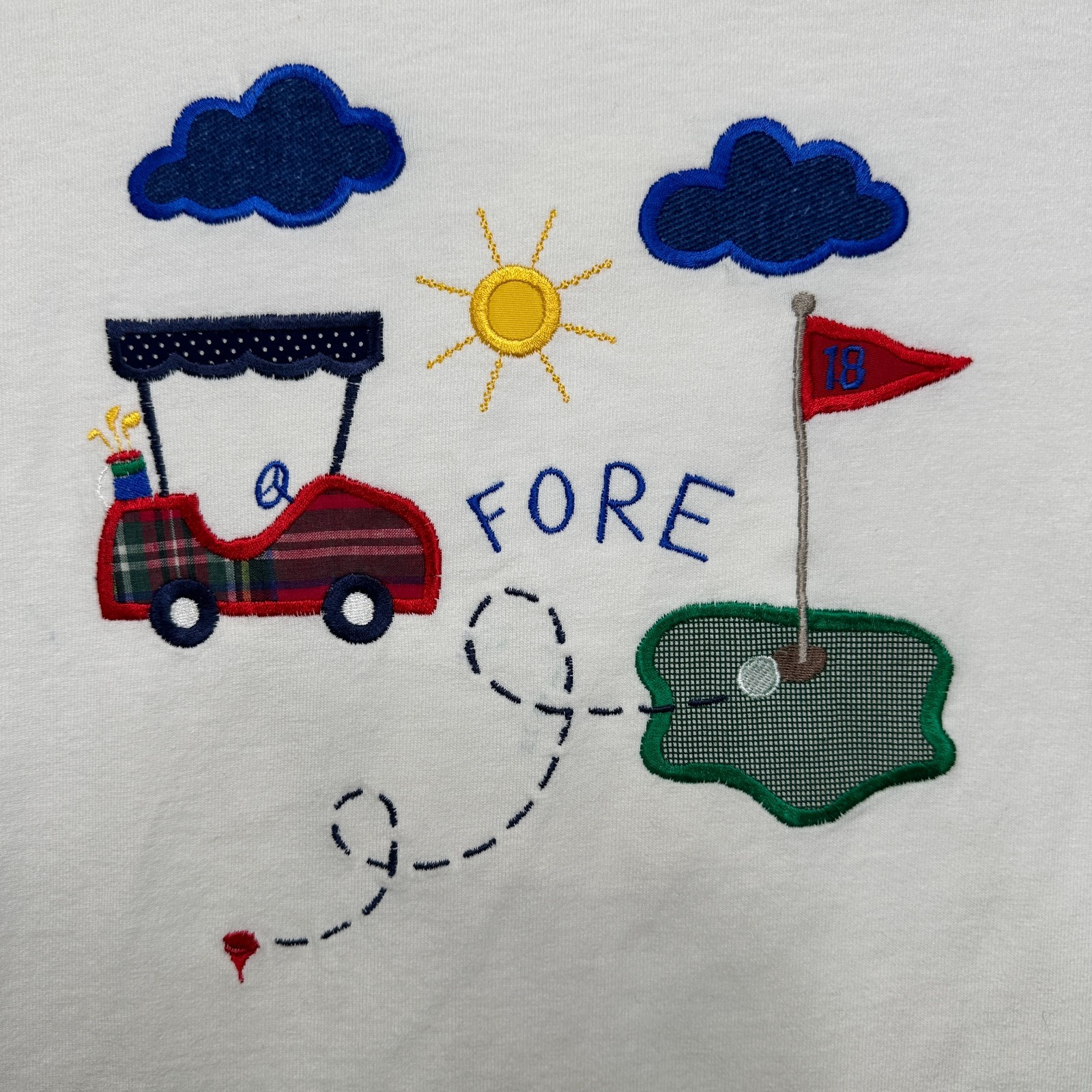 Vintage 90s Golf T-Shirt Womens M White Embroidered Made In USA Belle Pointe