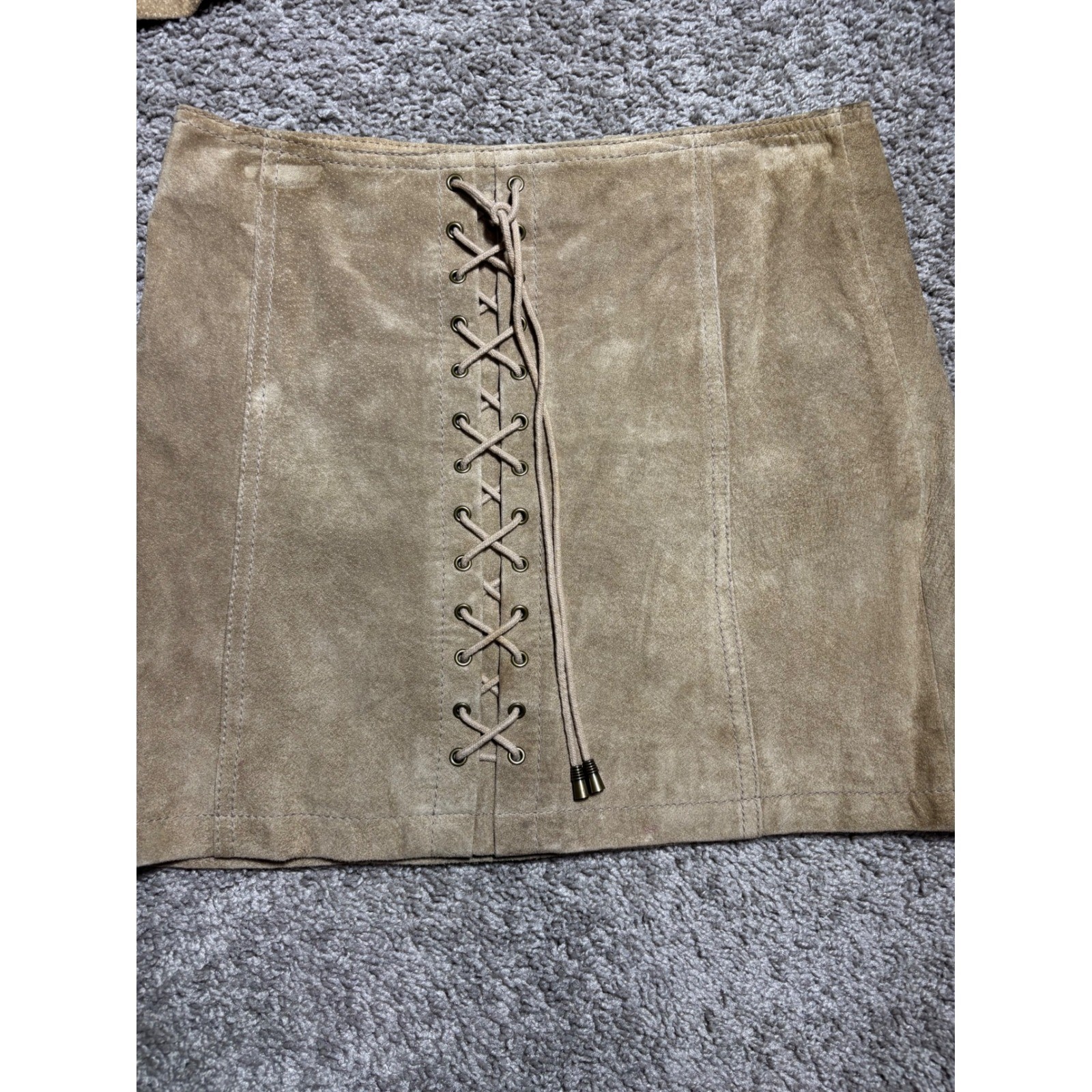 Wilsons Leather Maxima 3pc Suede Set Jacket Halter Vest Skirt Tan Tan S/4 Y2K