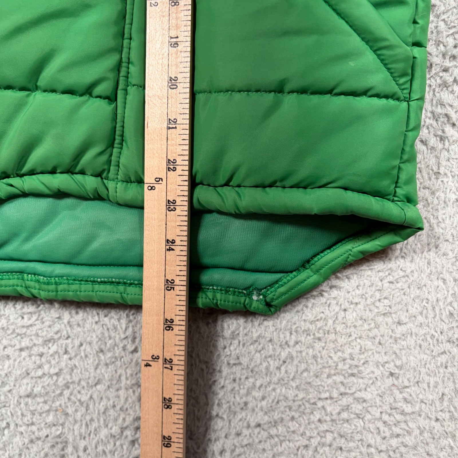 Vintage Swingster Women L Puffer Vest Green Snap Front Quilted Padded USA