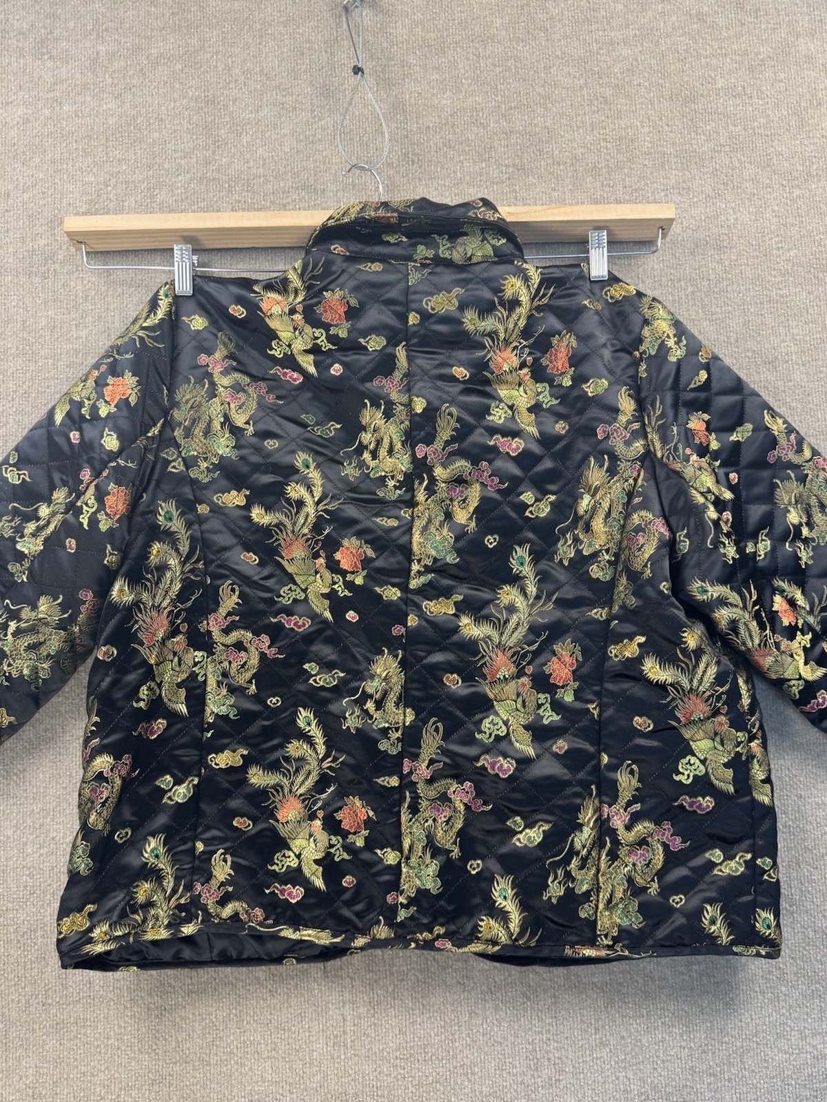 Vintage 90s Uniform John Paul Richard Quilted Dragon Phoenix Jacket Brocade 2X